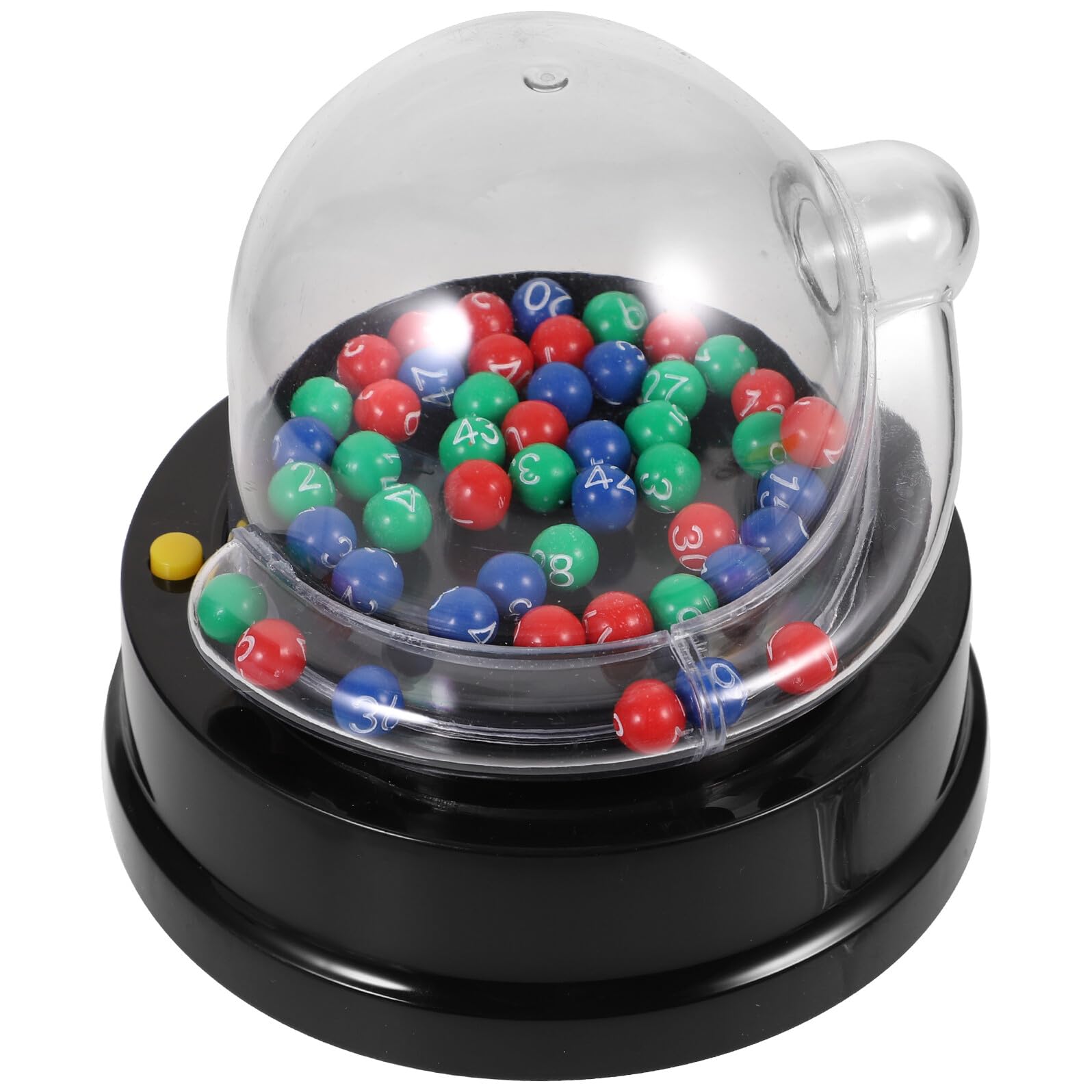ibasenice Electric Lottery Machine Automatic Bingo Cage Ball Selector Black | ABS and PP plastic, automatic button draw, clear viewing globe, battery operated, compact size for travel and party tables