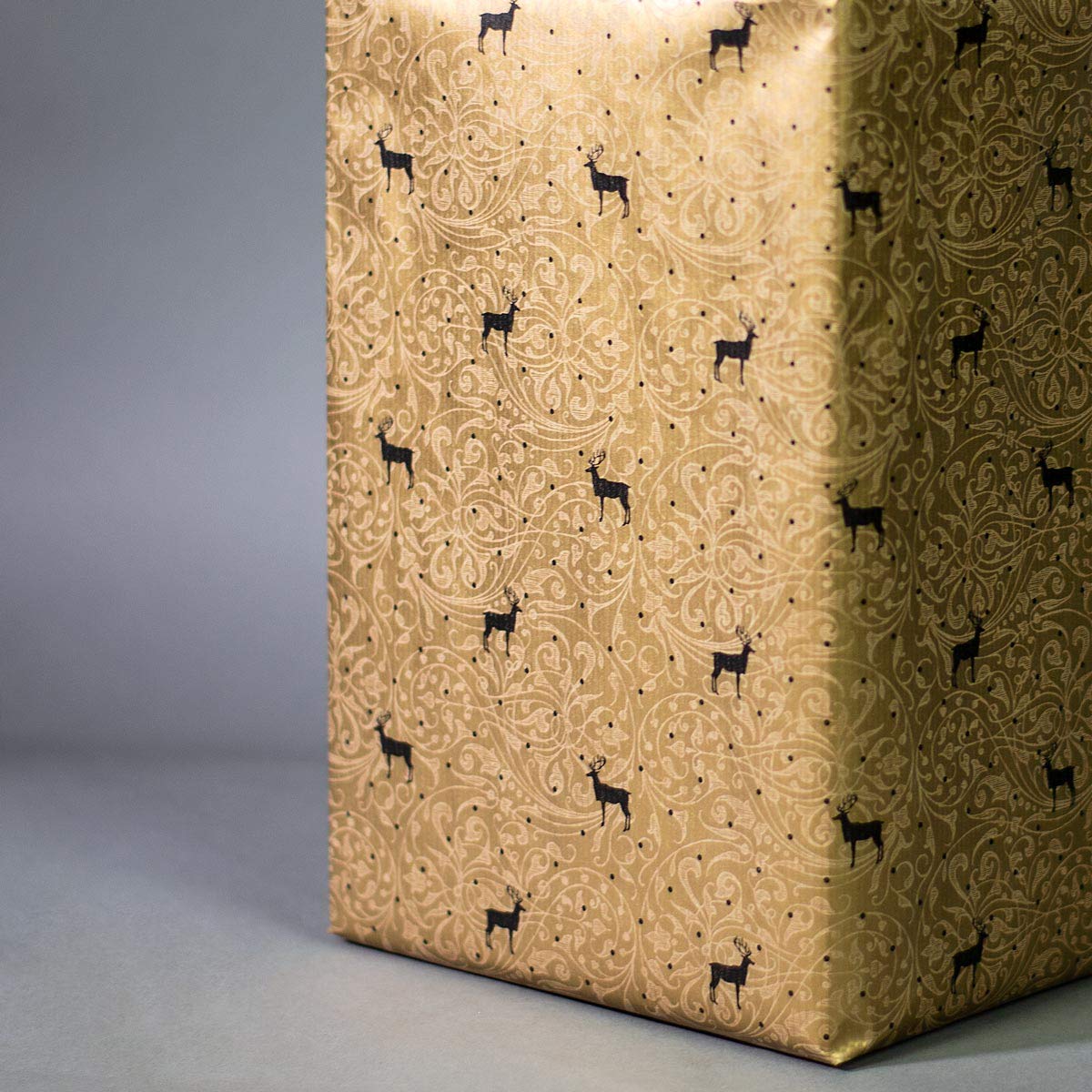 Geschenkpapier große Rolle XXL Goldglanz mit Ornamenten 70 cm x 250 m | 60 g/m² Weihnachtspapier (FSC) | HUTNER
