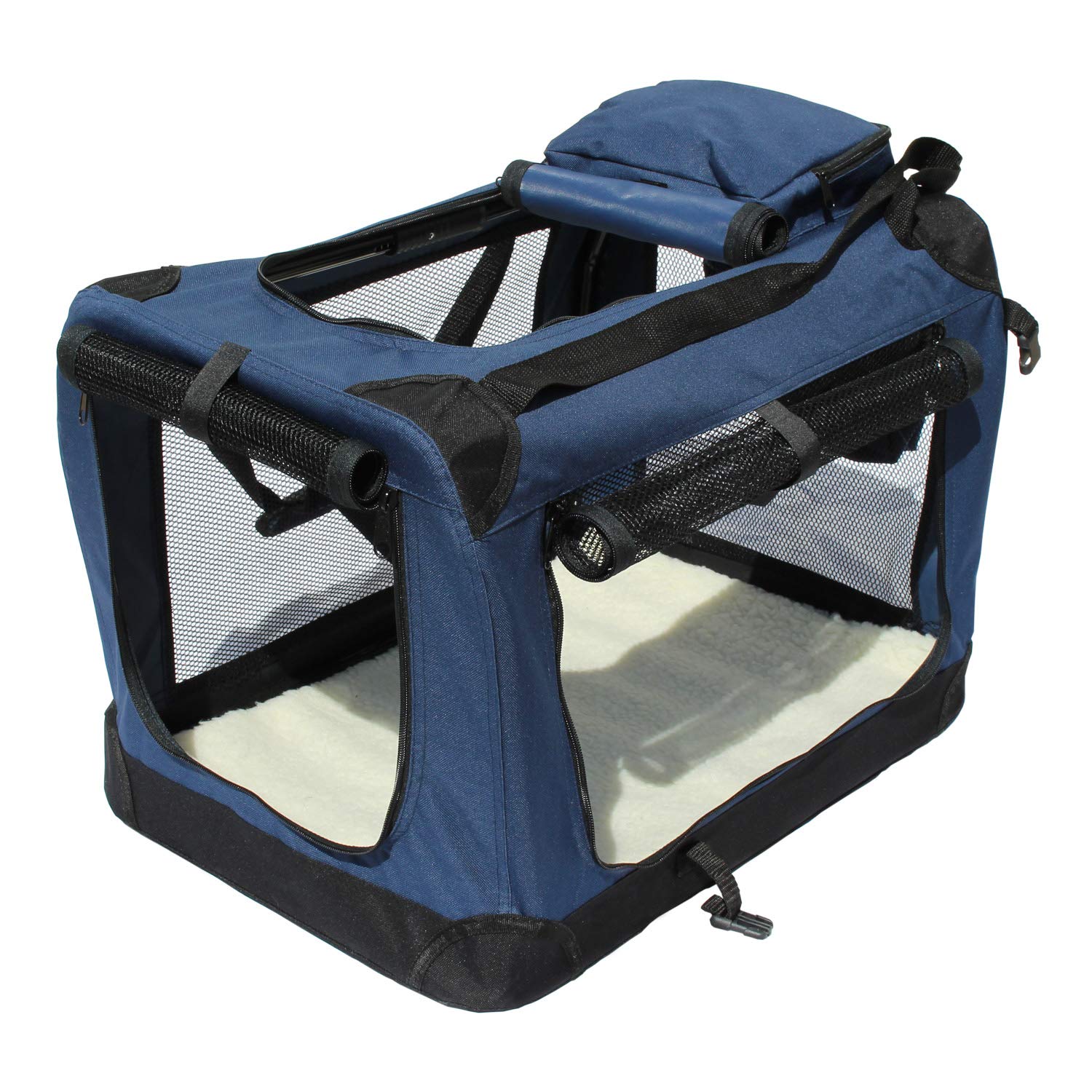 Transportin para Perros Plegable Yatek de entradas Laterales y Superiores con Alta Visibilidad, Confort y Seguridad para tu Mascota de tamaño L (70 x 52 x 52 cm)