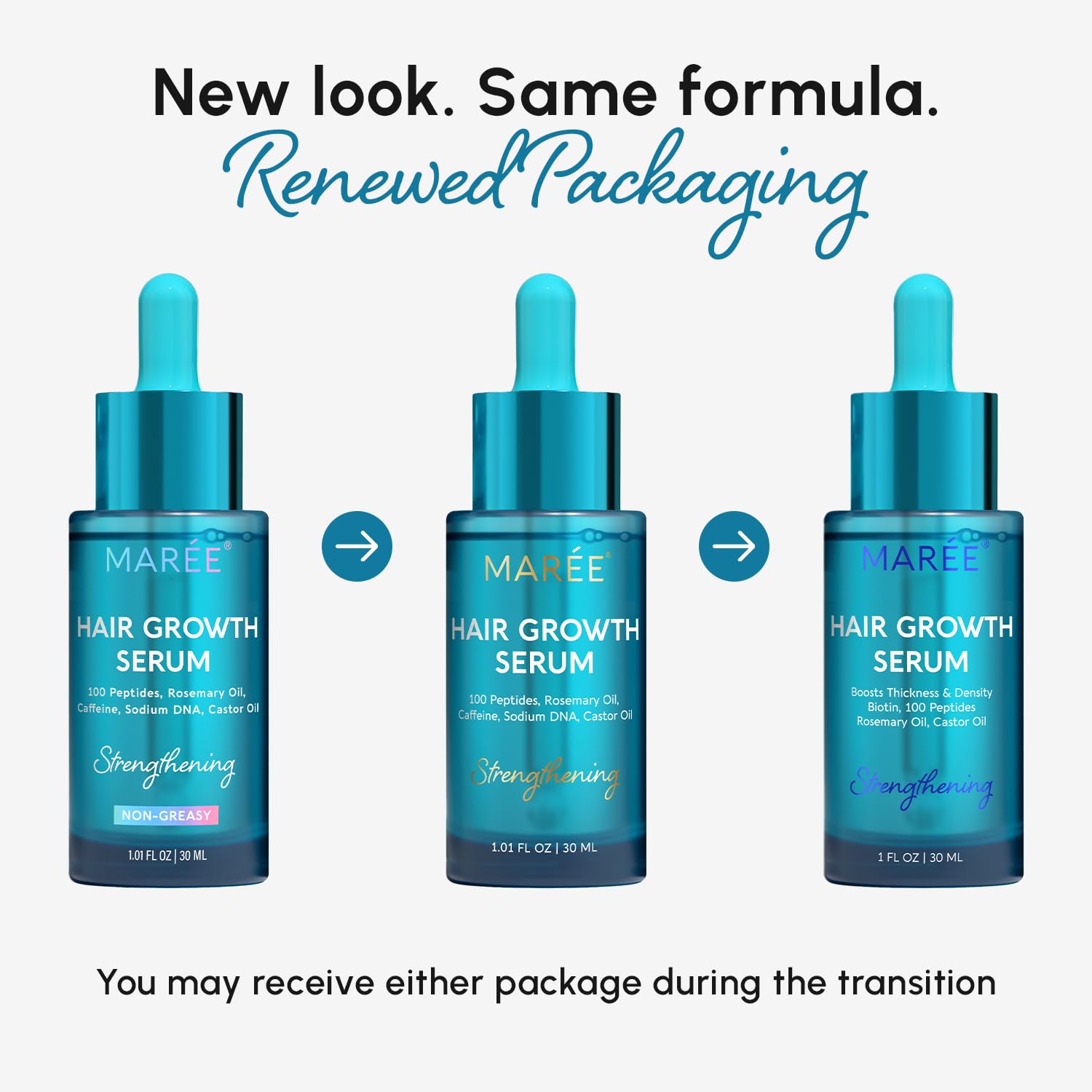 MAREE Hair Growth Scalp Serum with Caffeine, Peptides, Rosemary & Castor Oil