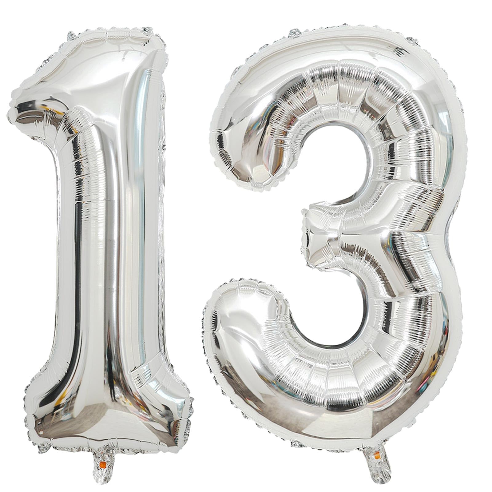 Large Silver 13 Number Balloons, 40 Inch Jumbo Number 13 Balloon, Silver Foil Mylar Balloons for Girl Sweet 13th/31th Birthday Party, Anniversary