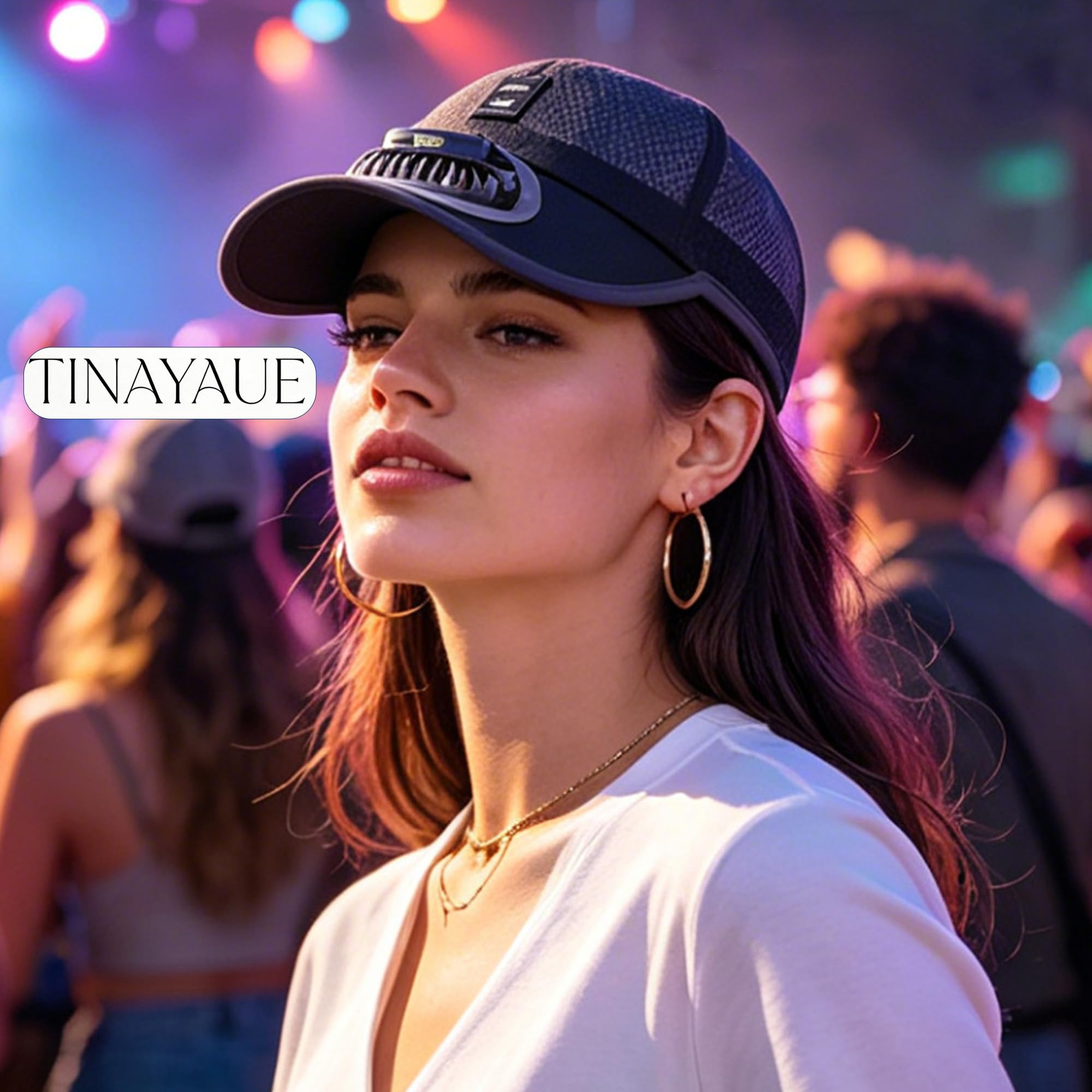TINAYAUE Cappellino da baseball con ventilatore (solare + USB) + display + 3 velocità | Cappello visiera robusto | Maglia traspirante & stile berretto classico per esterno