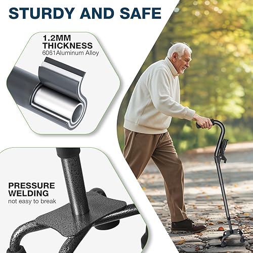 Miniatura 6 de Bastones de caminar para mujeres y hombres, bastón plegable ajustable, bastones resistentes para el equilibrio de las personas mayores, plegable,
