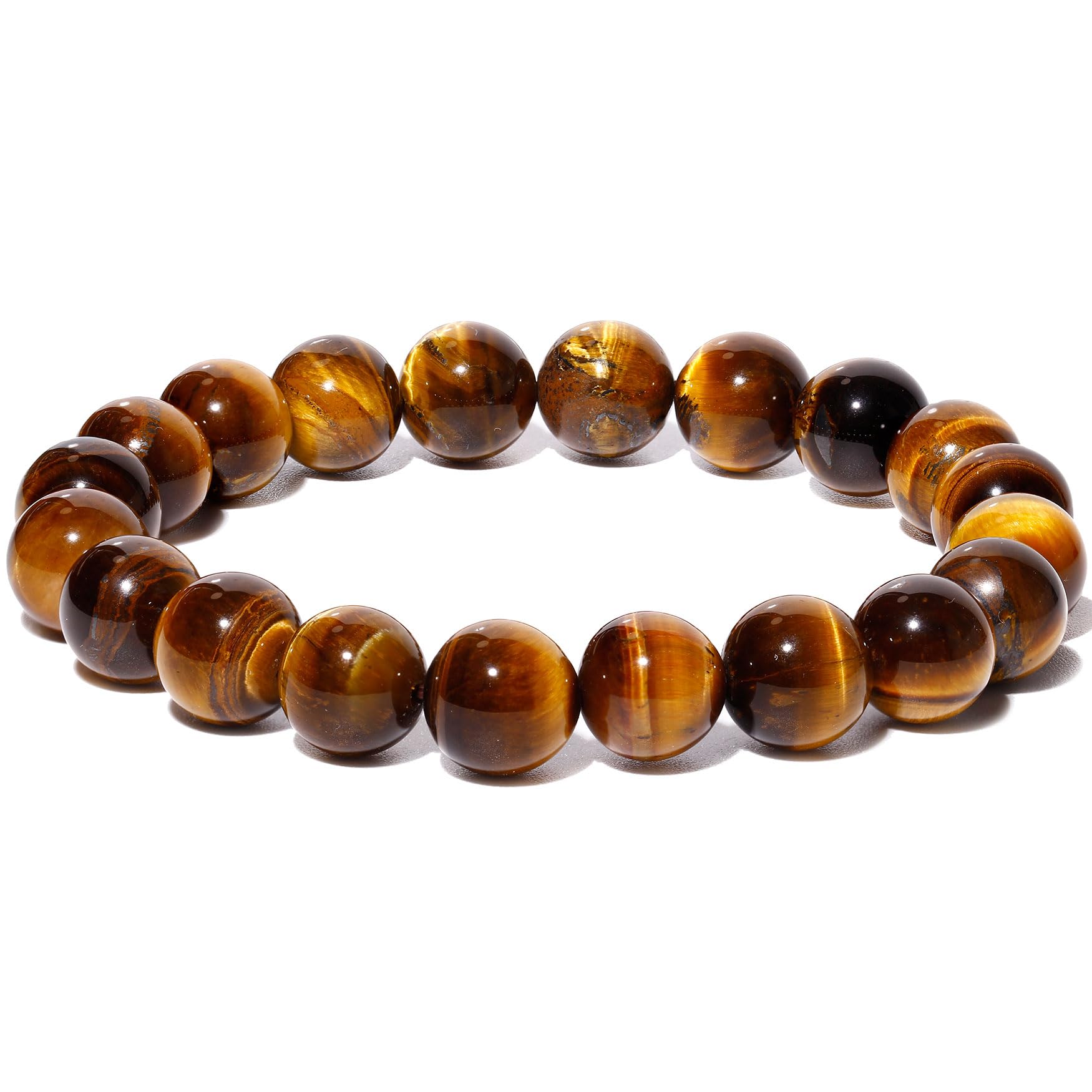 Lightock 10mm Round Beads Stretch Bracelets for Men Women Gem Semi Precious Gemstone Beaded Bracelets 7 Inch Unisex Gifts