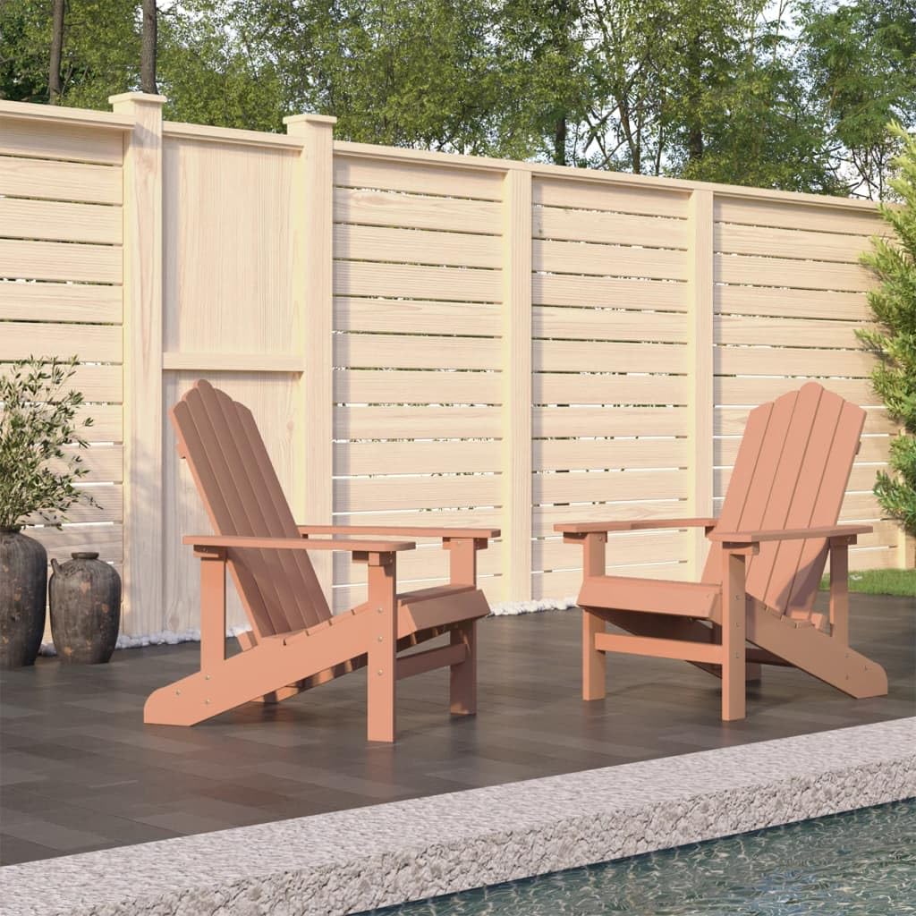 vidaXL 2X Sillas de Jardín Adirondack Asiento Butaca Sillón con Reposabrazos Patio Terraza Balcón Piscina Muebles Exterior HDPE Marrón