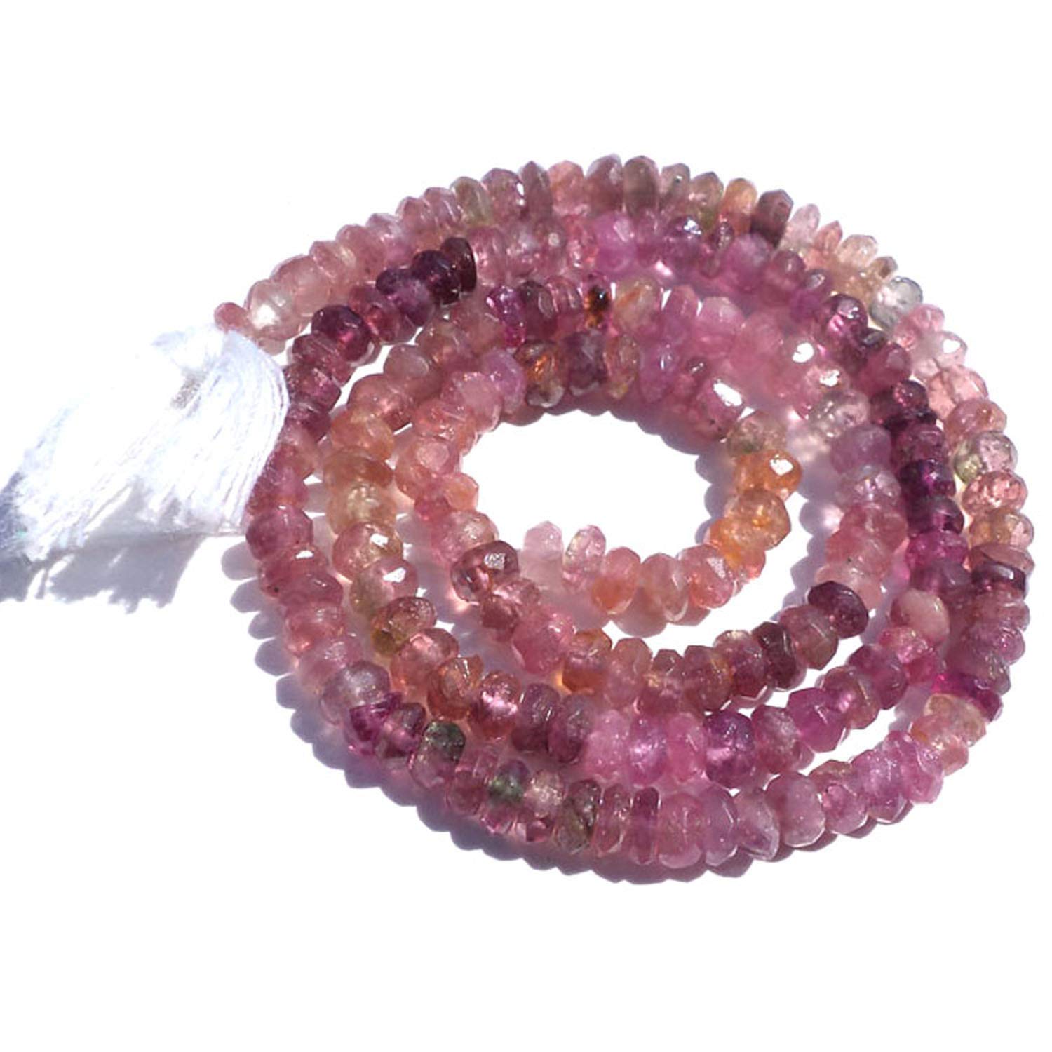 Perles de tourmaline rose 4mm en brin lâche pour création de bijoux