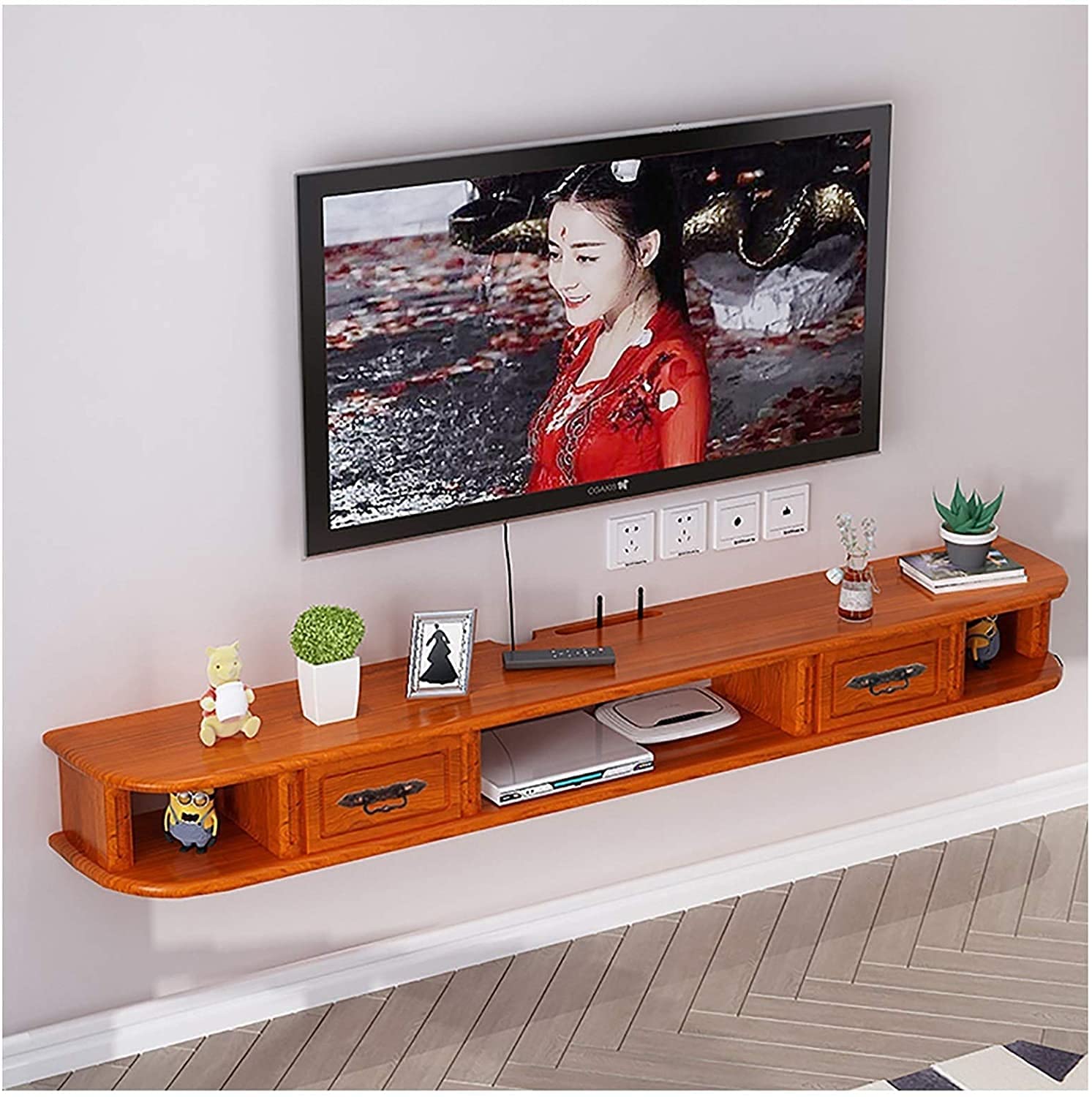 Étagère pour décodeur et meuble TV flottant pour cacher les câbles