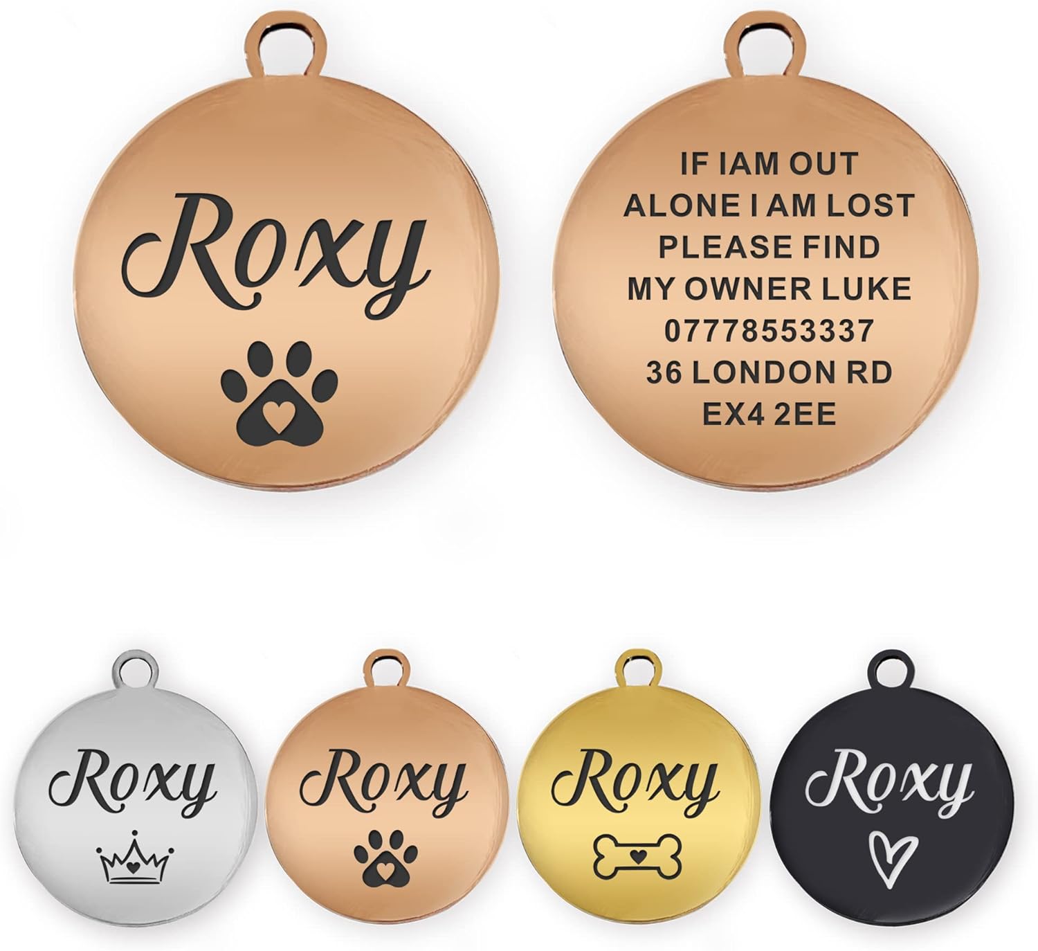 Dog Tags for Pets Personalised ID Tags for Dogs Cats Pets Tag Engraved