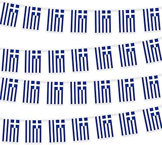 10 M Griechische Wimpelkette - 30 Stück Mini Banner Flagge 21x14 cm für Outdoor Garten Zaun Urlaub Dekoration