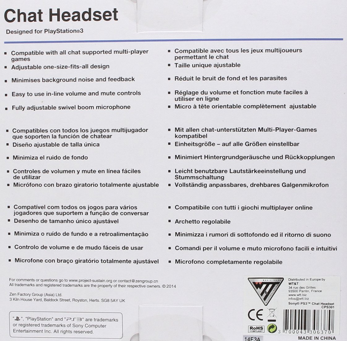 Micro-casque Chat Headset ZEN CPS301 pour PS3 - [Edizione: Francia]