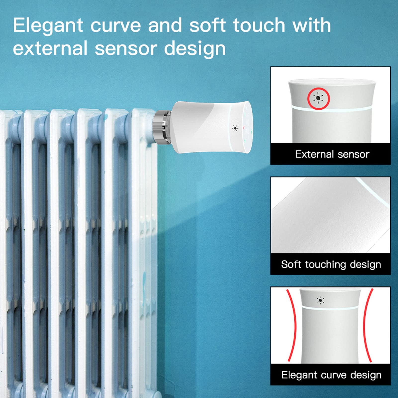 Cocoarm Valvola Termostatica Intelligente per Radiatore Valvola Termostatica Intelligente ABS App da 41 a 113 Fahrenheit Programmazione Settimanale Vocale Remota per Riscaldamento di Appartamenti di
