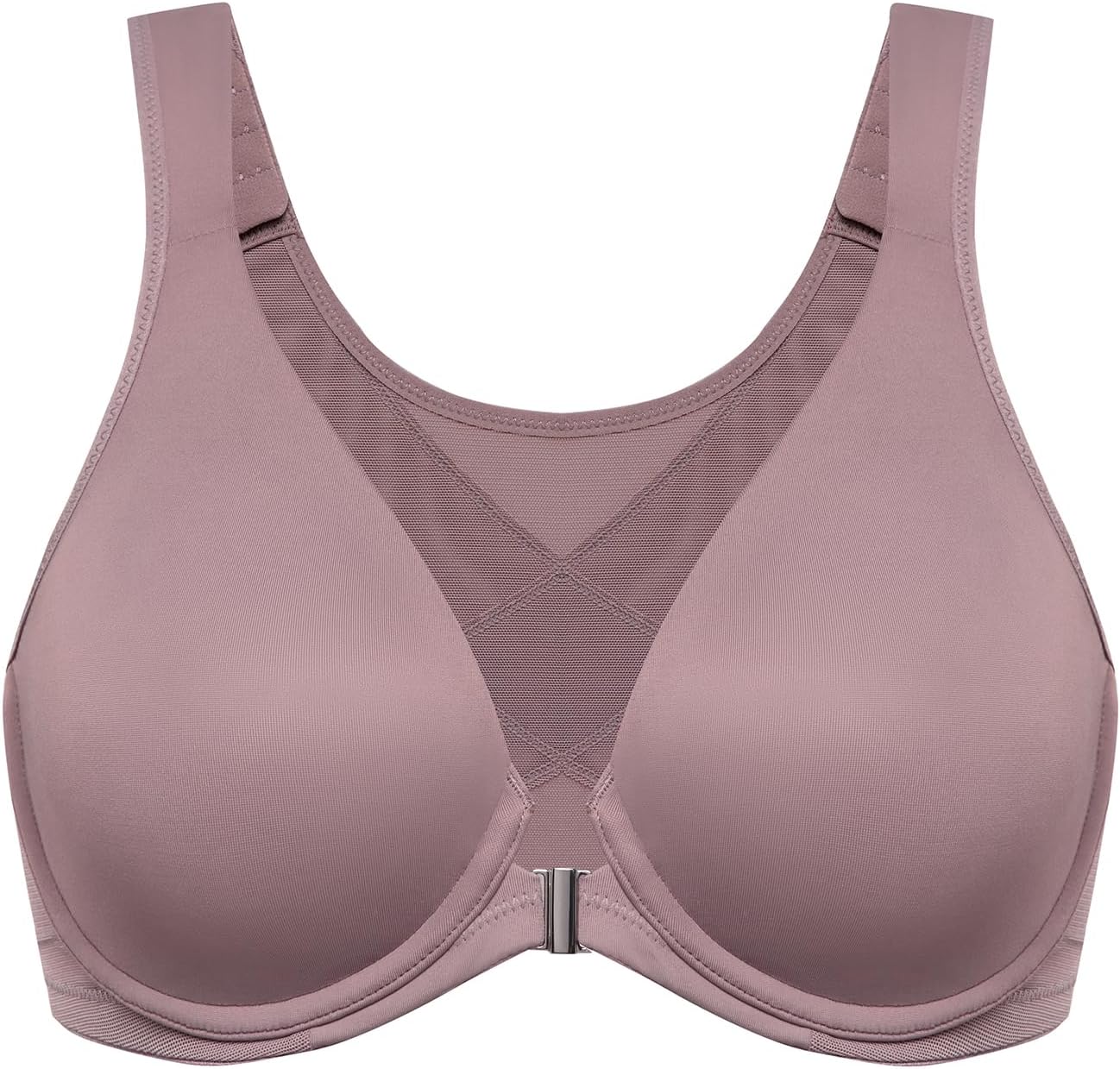 DELIMIRA Women's Front Closure Bras Posture Full Coverage Plus Size Underwire Unlined Back Support Plunge Seamless Bra B-H