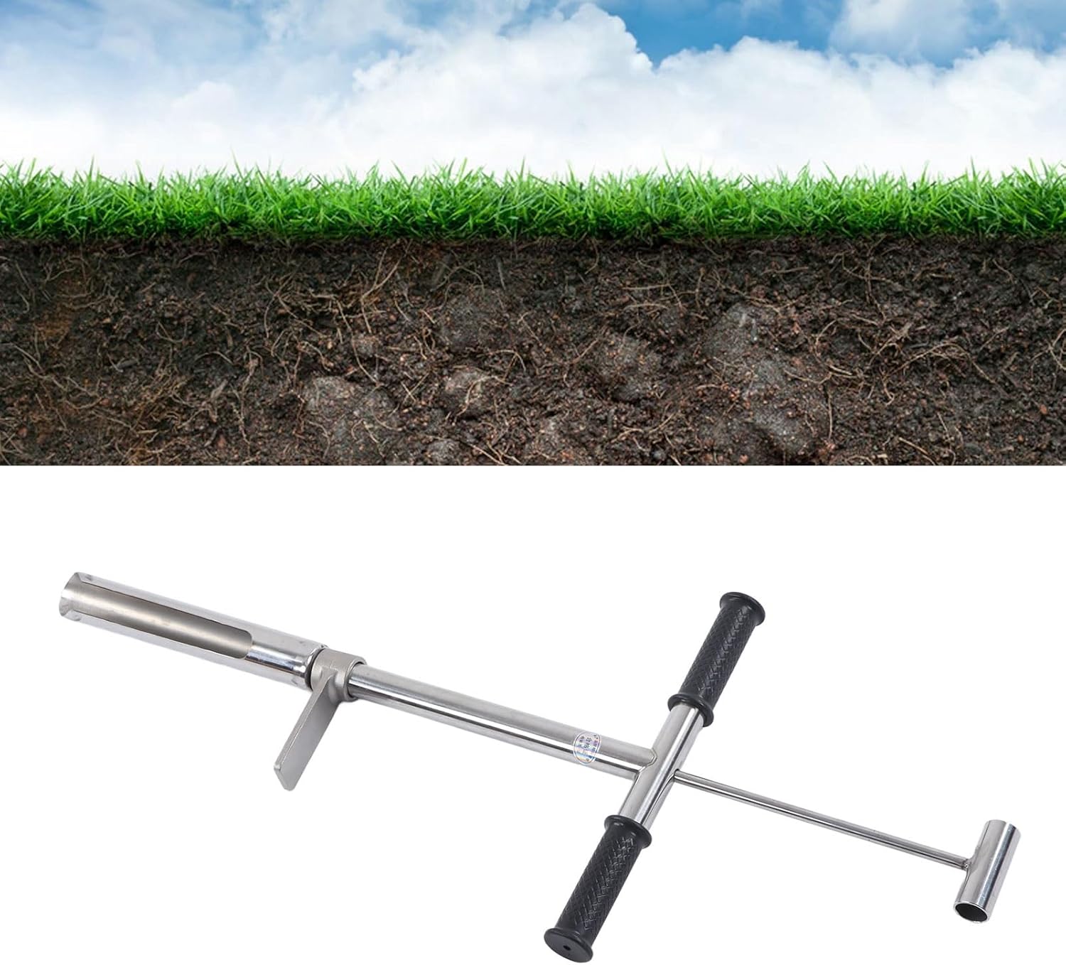 Soil Sampler Probe Tool Stainless Steel Accurate with Ejector Foot Pedal for Lawn Garden