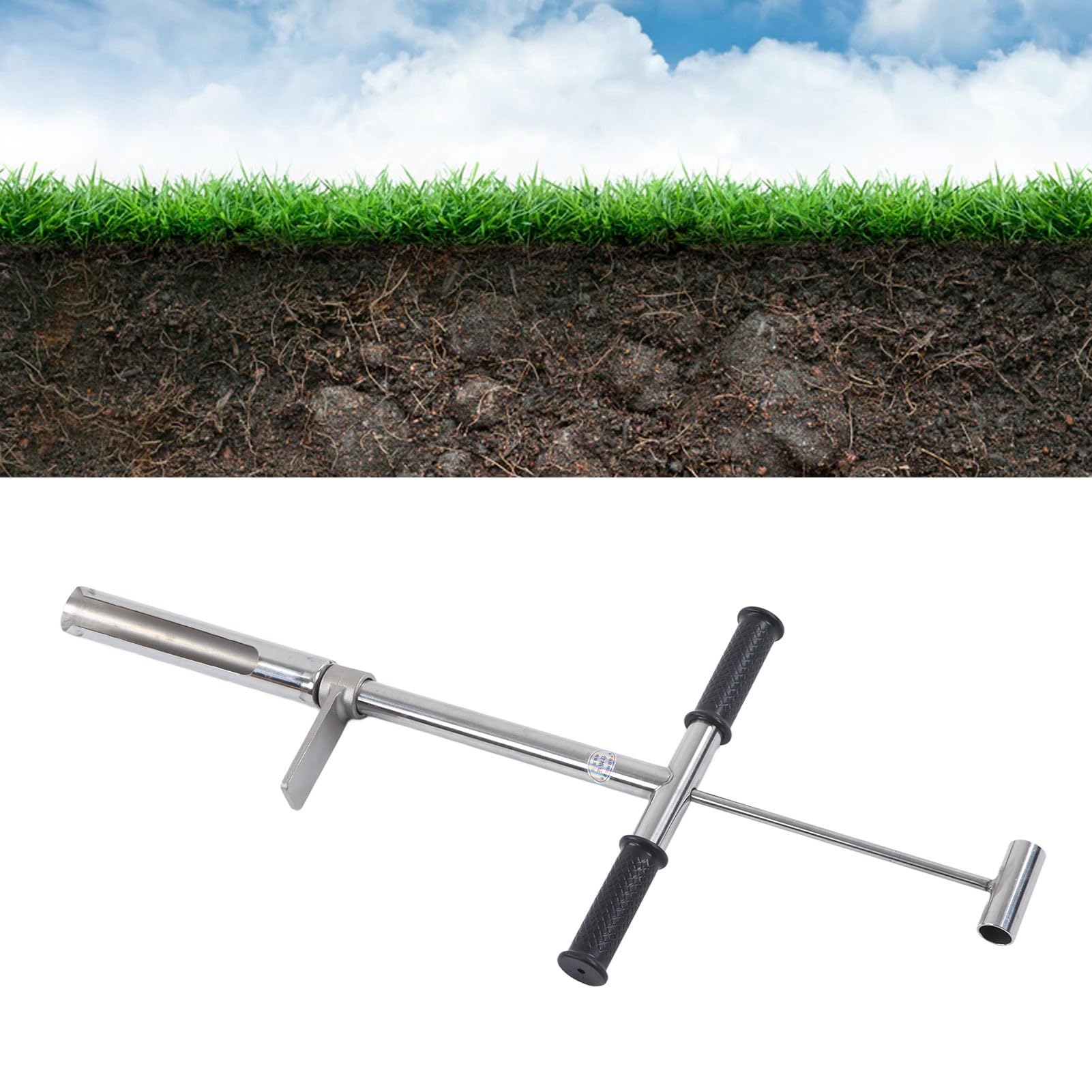 Bodenprobennehmer-Sondenwerkzeug aus Edelstahl mit Fußpedal und Auswerfer für genaue Bodenproben bei Rasen-, Garten-, Pflanzenpflege- und Landschaftsbauprojekten