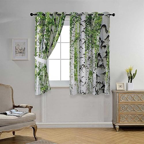 Cortinas para Sala Elegantes Modernas - Bloqueador de ruido de pared de bosque, cortinas para Ventanas de Cuarto 55 pulgadas de ancho por 55