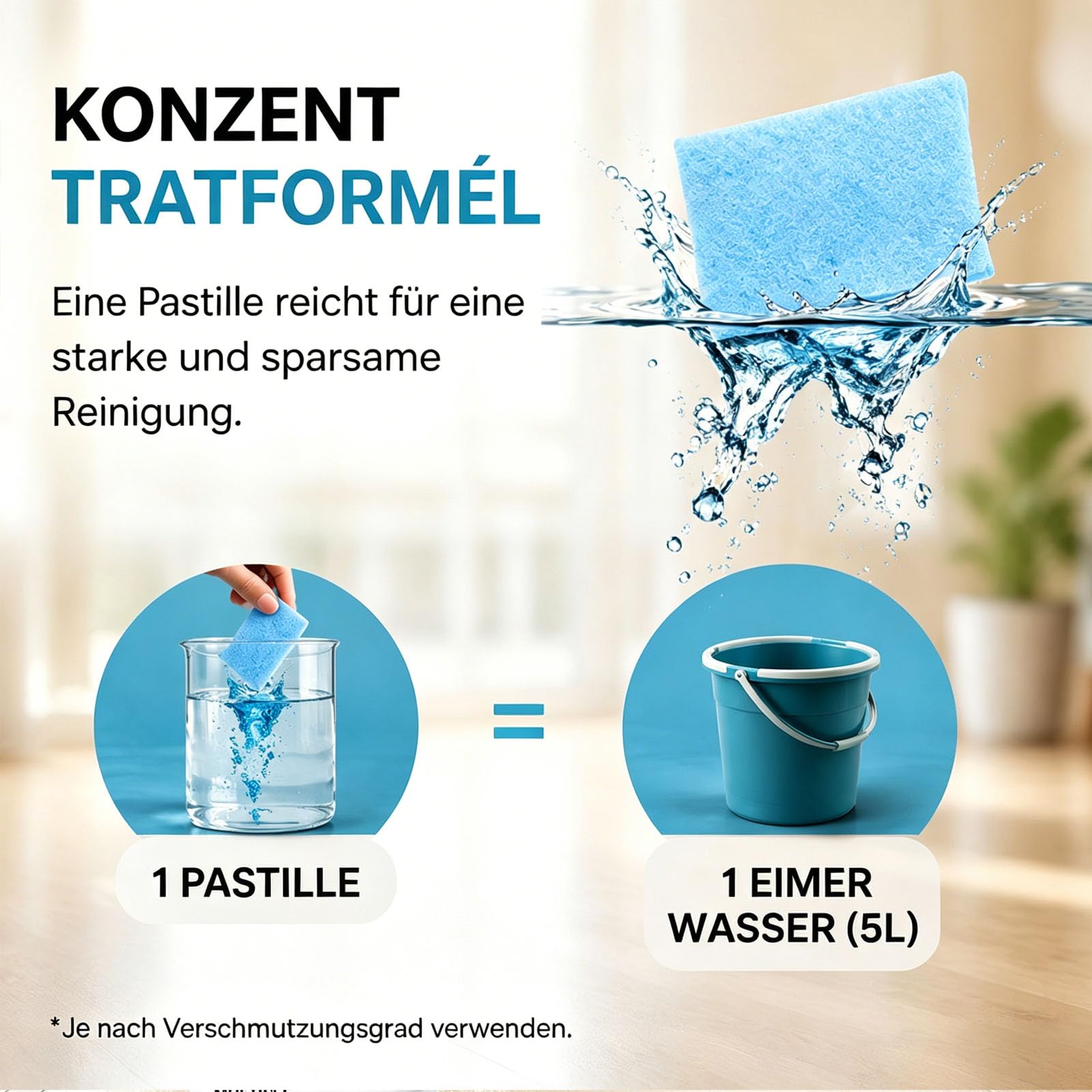Multi-Effekt-Bodenreinigungstücher, Floor Cleaning Tablets, Upgrade floor cleaning wipes 100-teilige Packung, multi surface floor cleaner für Hartholz, Fliesen, Laminat und mehr (100-Blau)