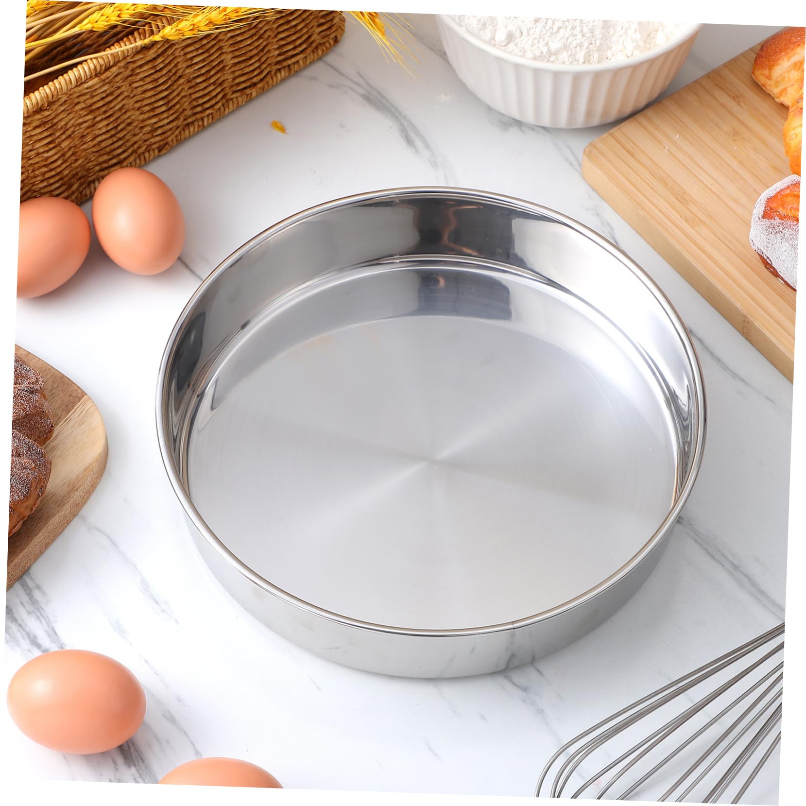 Juego de 2 moldes redondos de acero inoxidable duraderos y de distribución del calor para hornear antiadherentes, ideales para pasteles, postres y pasteles