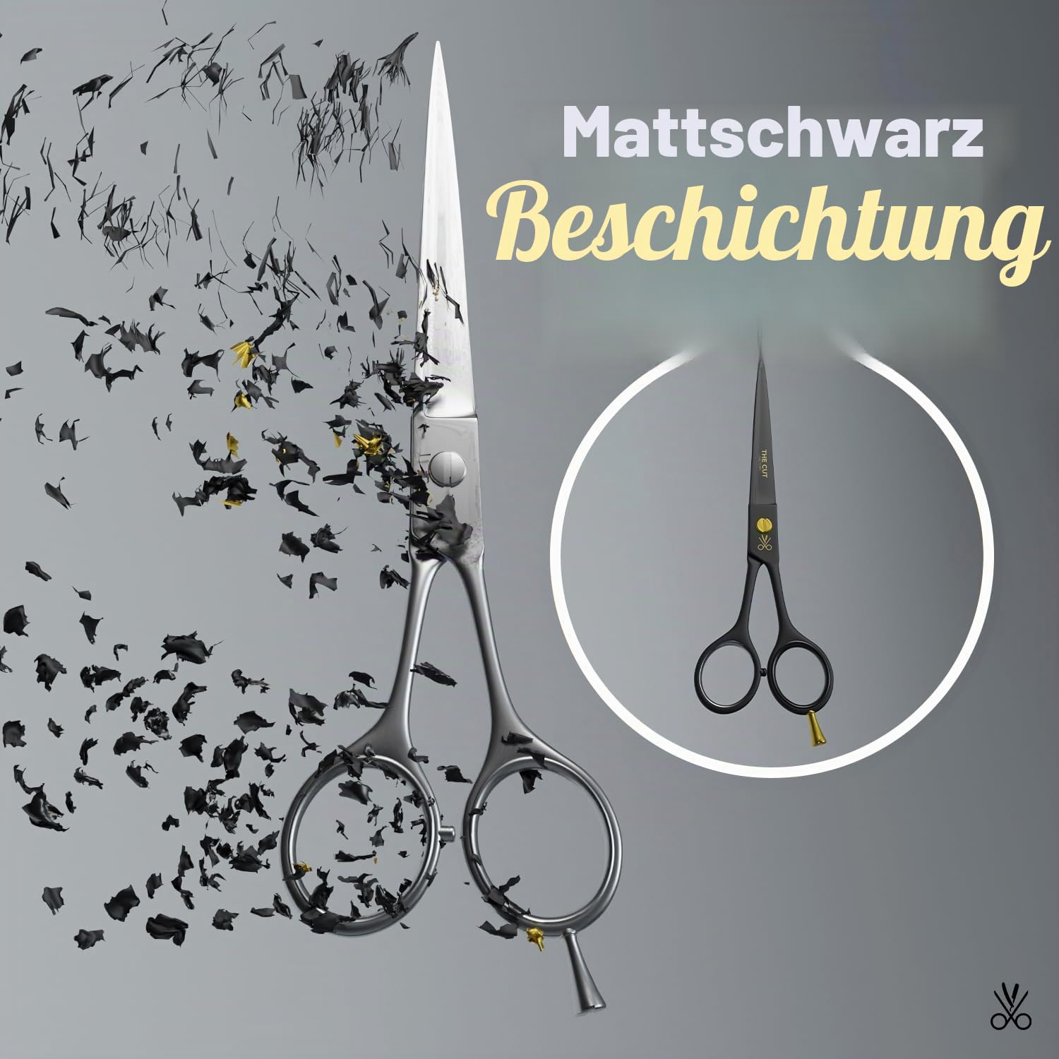 The Cut Factory Professionelle Haarschere, 16,5 cm, kohlenstoffreiches 420er-Edelstahl, Haarschneideschere, ultra-scharfe Friseurschere für Salon und Zuhause, ergonomisch für Männer, Frauen, Kinder