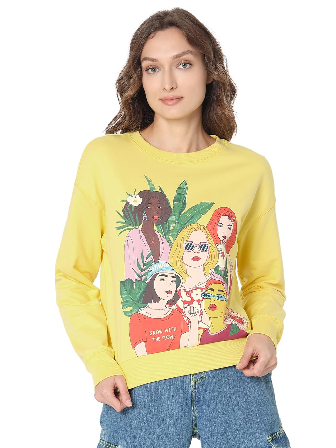 vero moda Women's Cotton Round Neck Sweatshirt-picture-23