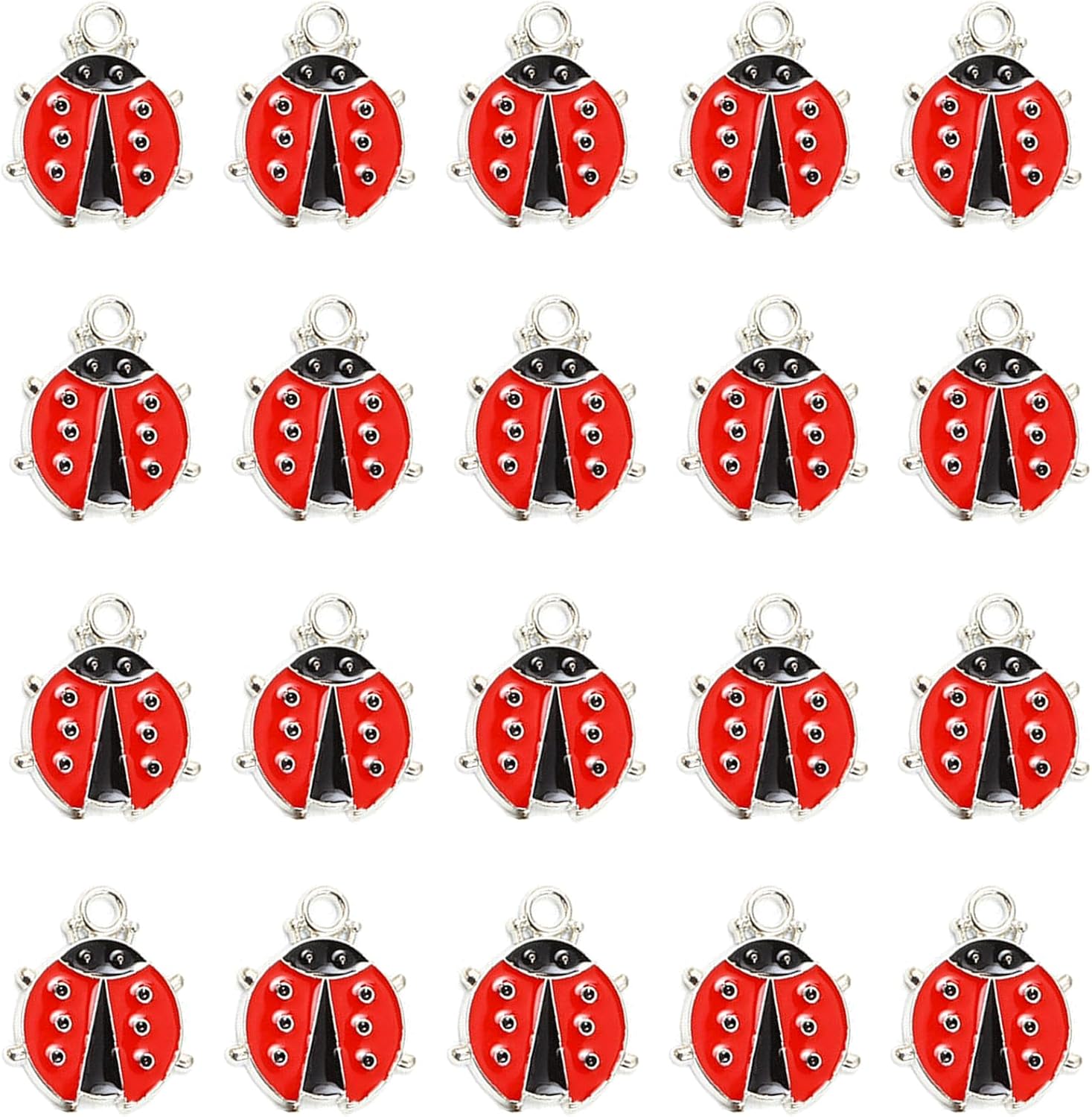 30PCS Ladybug Enamel Charms, Red Ladybird Shape Alloy Enamel Pendants Findings, Insect Beetle Alloy Charms Bulk, Animals Dangle Charms for Women Necklace Bracelet Earrings Jewelry Making DIY Crafts