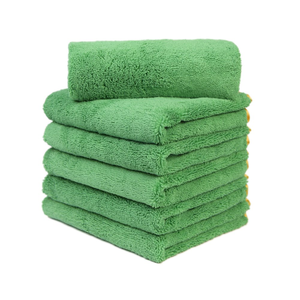 CarCarez Microfiber Car Drying Towels Super Absorbent Large Car Wash Towels Car Cleaning Towels Ultra Soft Auto Detailing Towels 16Inch x 24Inch 380gsm 6 Pack Green