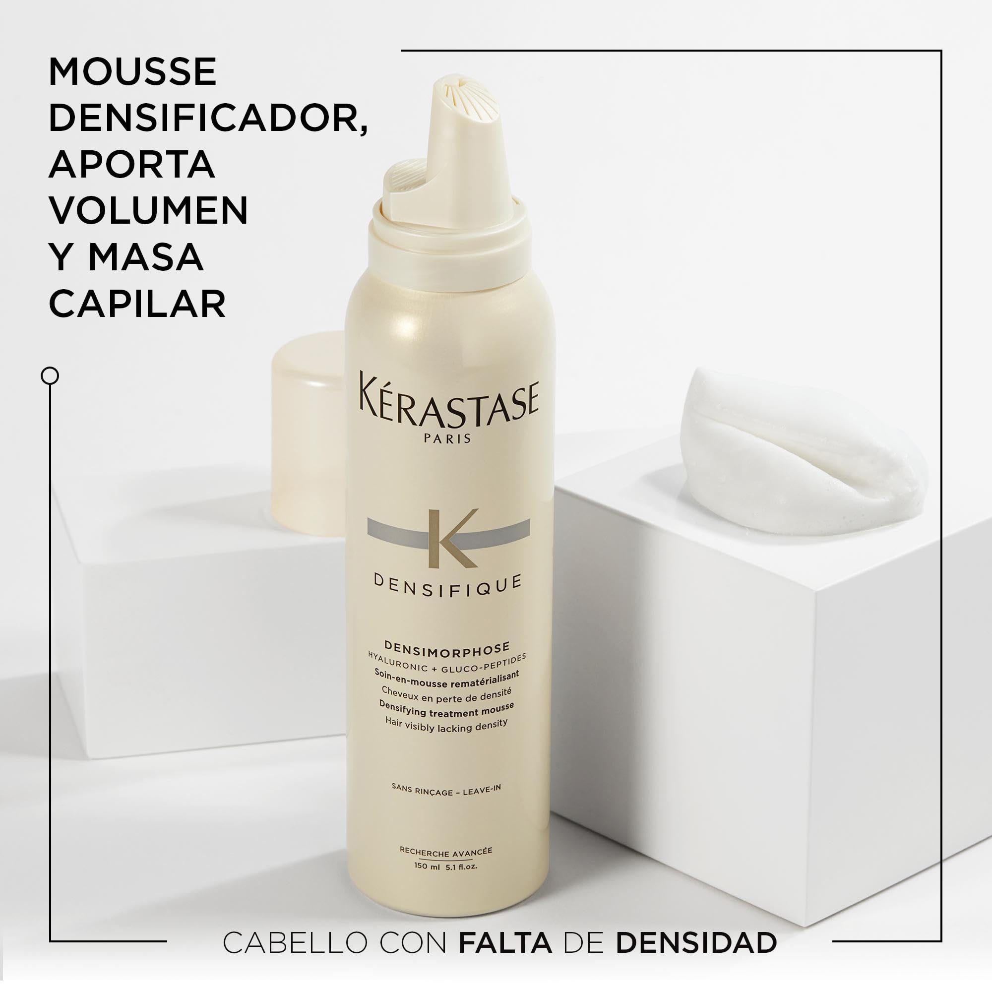 Kérastase Densifique Femme, Tratamiento Corporizante, Sin Aclarado, Voluminizador y Densificante, Para Pelo Fino, Mousse Densimorphose, 150 ml