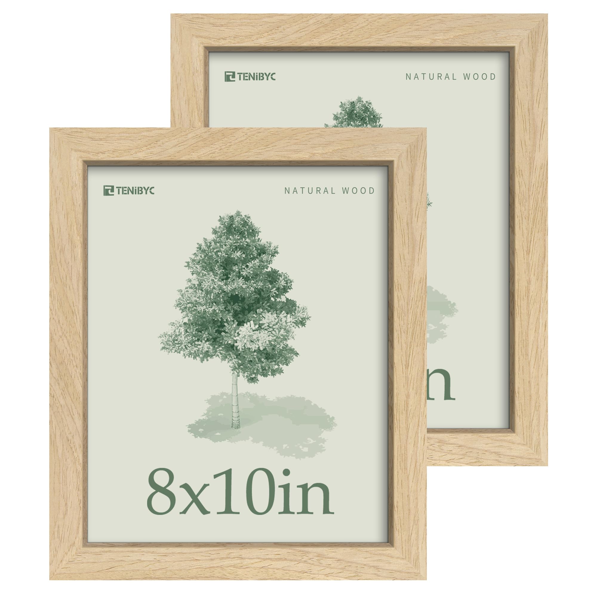 Cadre photo en bois naturel 20x25 cm avec verre trempé HD pour déco murale lot de 2
