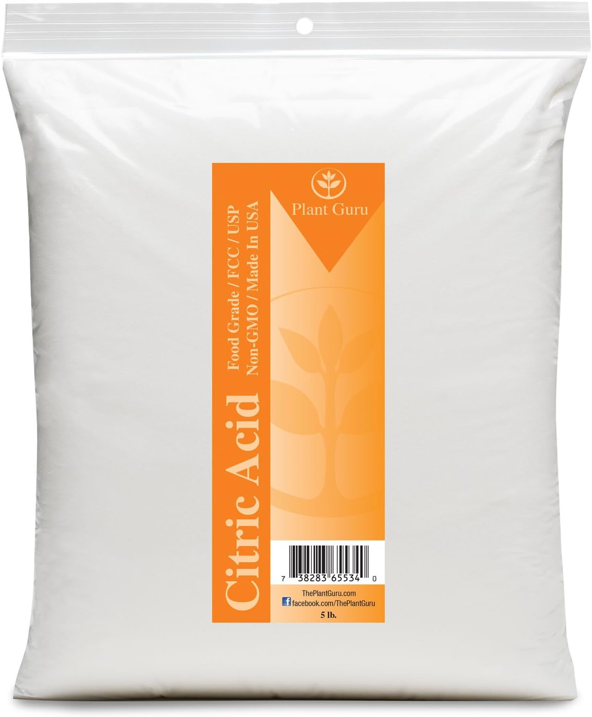 Citric Acid Powder 5 lbs. Bulk 100% Pure Food Grade, Kosher, Non-GMO, for Cooking, Baking, Cleaning, Bath Bomb and Soap Making.