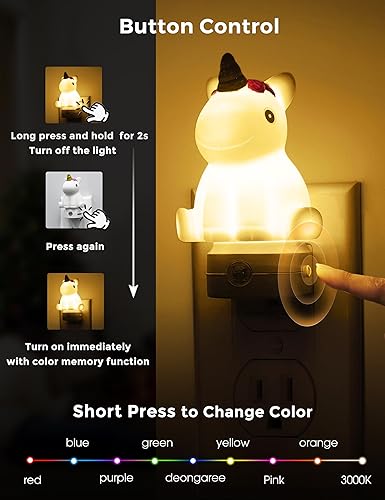 Miniatura 3 de L LOHAS LED Luz nocturna enchufable para niños, bonita luz nocturna LED que cambia de color con sensor de atardecer a amanecer, Navidad, regalo de