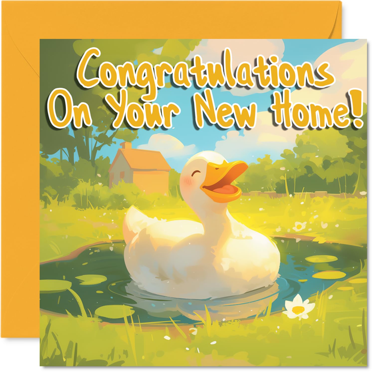 Happy New Home Card for Men Women - Duck - Congratulations Housewarming House Card for Friends Family Colleague Neighbour, 145mm House Warming Greeting Cards