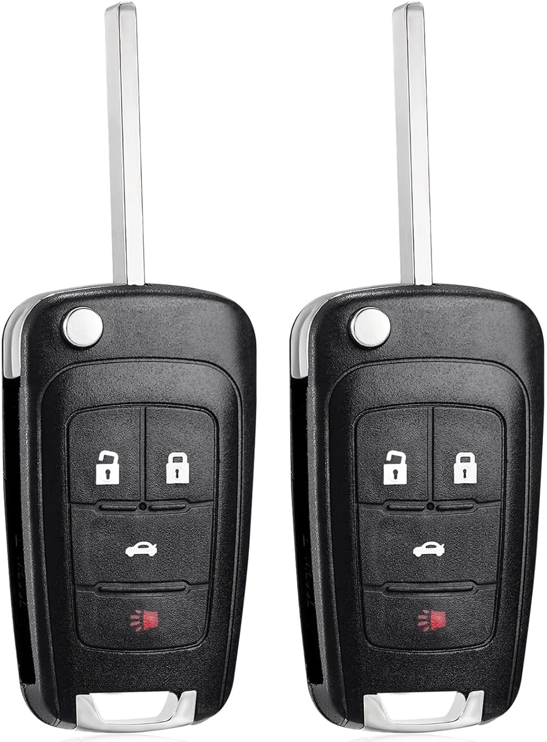 Flip Car Key Fob for Chevy: 2 Pcs Keyless Entry Remote for 2010-2021 Chevy Cruze Camaro Equinox Impala Malibu Sonic, Buick Lacrosse Regal Verano Encore Allure, GMC, OHT01060512, V2T01060512, 315Mhz