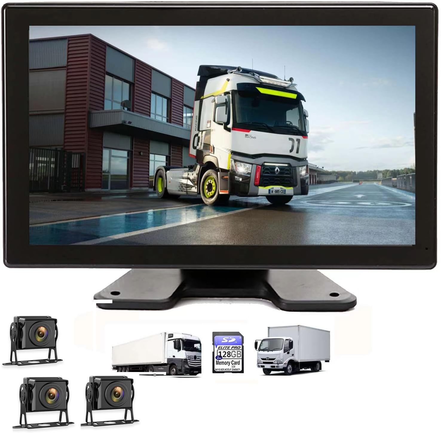10,36-Inch 4-Channel 128GB Large Audio Screen 1080P Backup Camera Monitor & Built-in DVR Video Recorder for RV Truck Trailer Rear Side Front Reversing View Wired System Image Waterproof