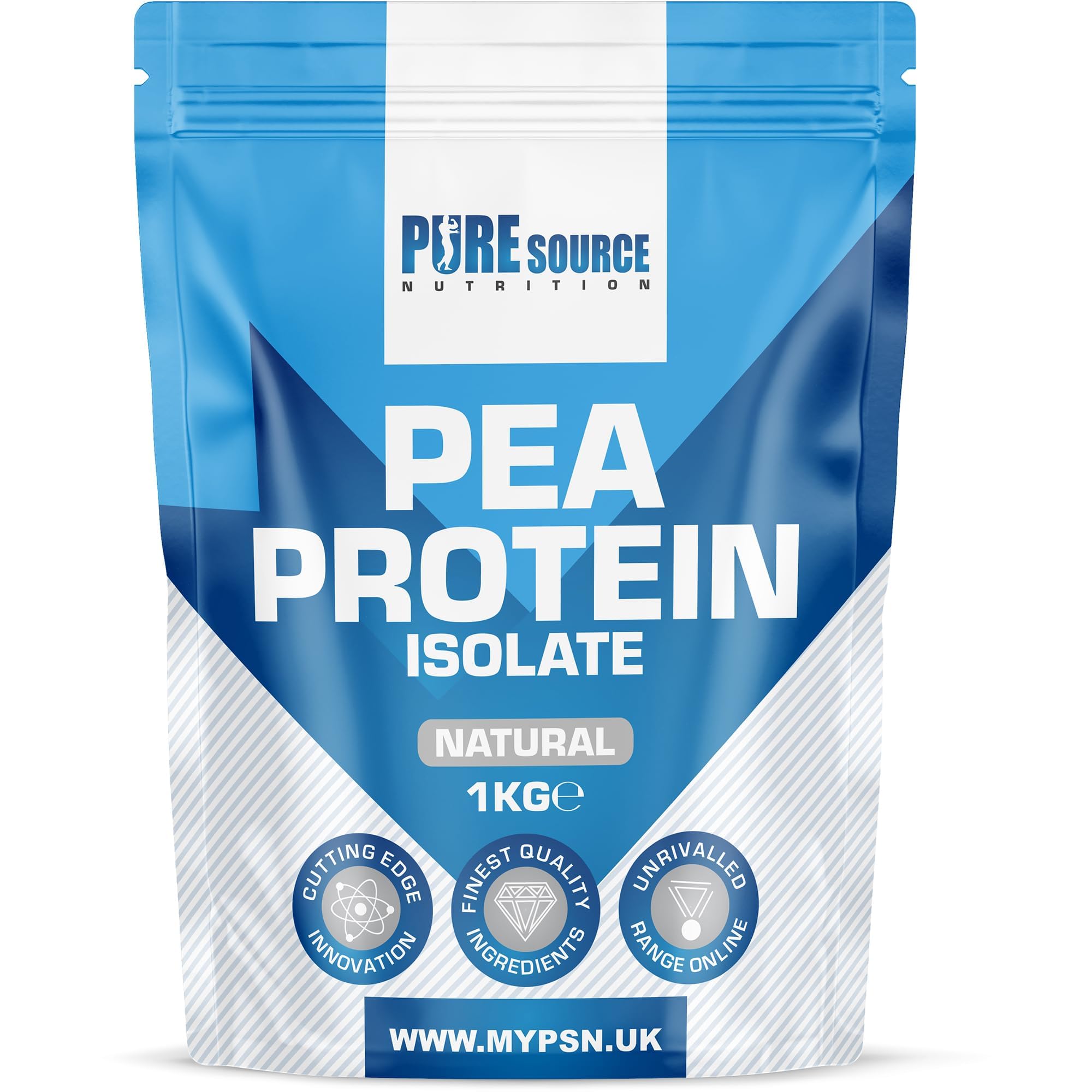 Pure Source Nutrition 100% Vegan Pea Protein Isolate 1000g 1Kg Natural Unflavoured Vegetarian Protein Powder Shake for Superfood Supergreens Dairy Free Shakes by PSN