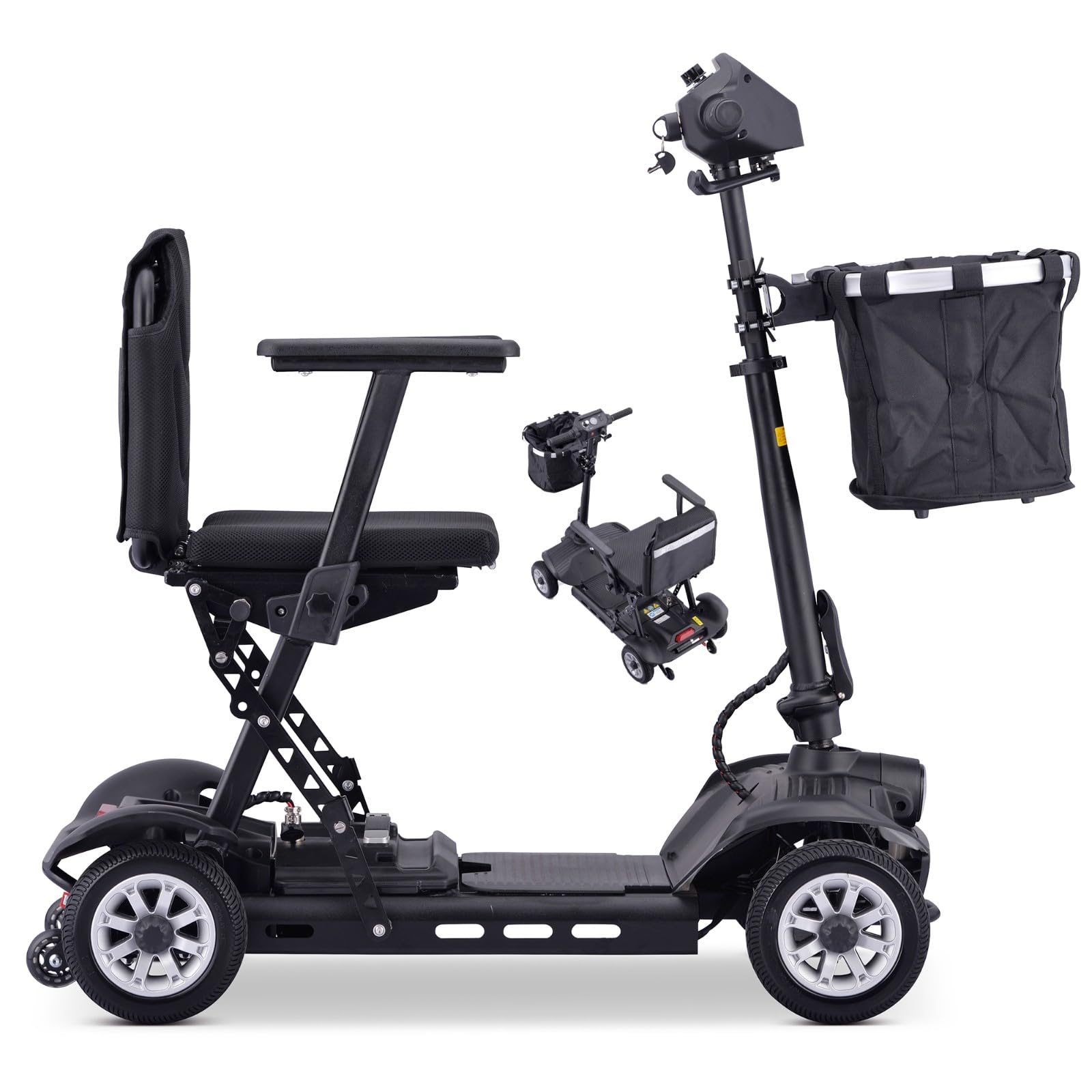 Scooter De Movilidad Para Adultos,Scooter De Movilidad De 4 Ruedas,Silla De Ruedas Eléctrica,Scooter De Movilidad Plegable,Scooters De Movilidad De 4 Ruedas,Con Asiento Y Cesta black