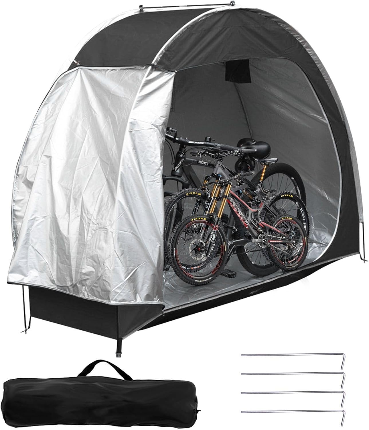 Fietstent Fietsschuur Draagbare Fietsgarage Fietshoes Outdoor voor 2 Fietsen, 210D Oxford Waterdicht Fietszeil Gereedschapsschuur voor Tuingereedschap, Speelgoed, Grasmaaier