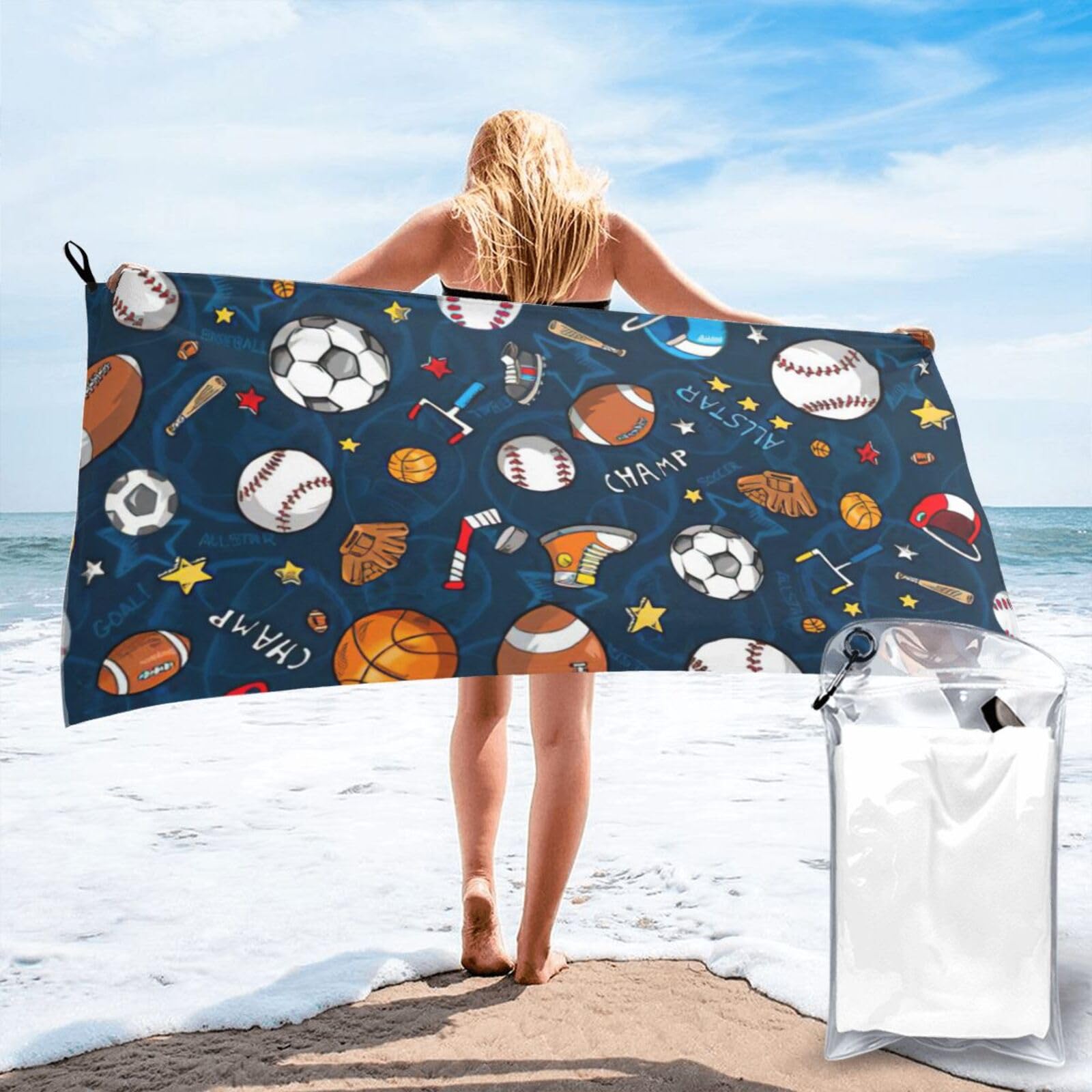 NImongt Sports Baseball Game Print Adult Towel Travel Gym Beach Hiking Yoga Camping Lightweight Quick Dry Versatile