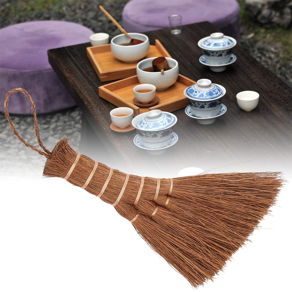 Gsycle 2PCS Small Whisk Broom, Mini Hand Held Straw Soft Broom Tea Tray Cleaning Brush Hand Sweeper Tea Set Accessories