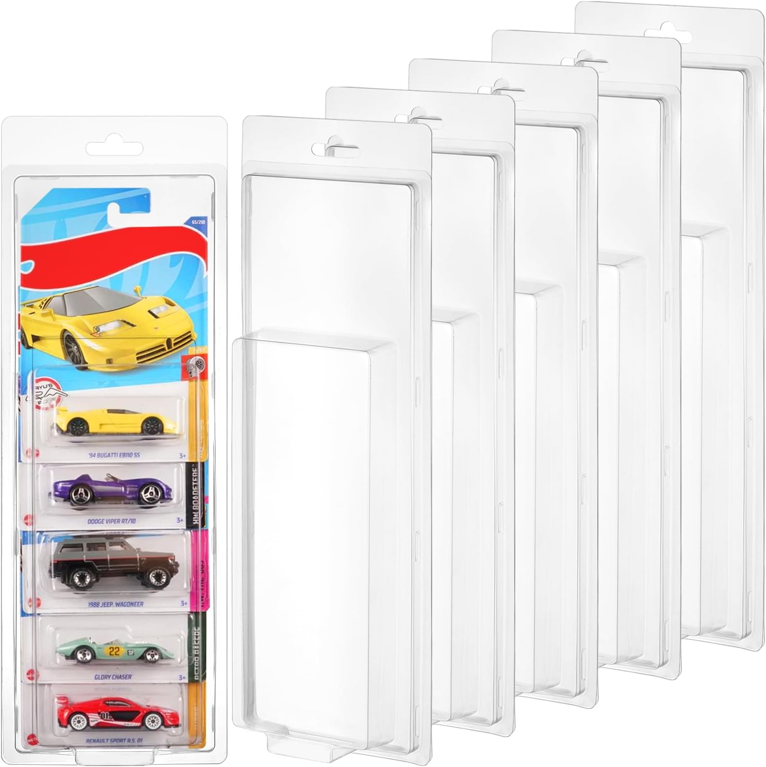 6 Pack Hot Wheel Mainline Separate Car Protector Case Protector Pack for Hot Wheels Models 5 Car Clamshell Display Clamshell Cases Hot Wheels Plastic Display Protective Case