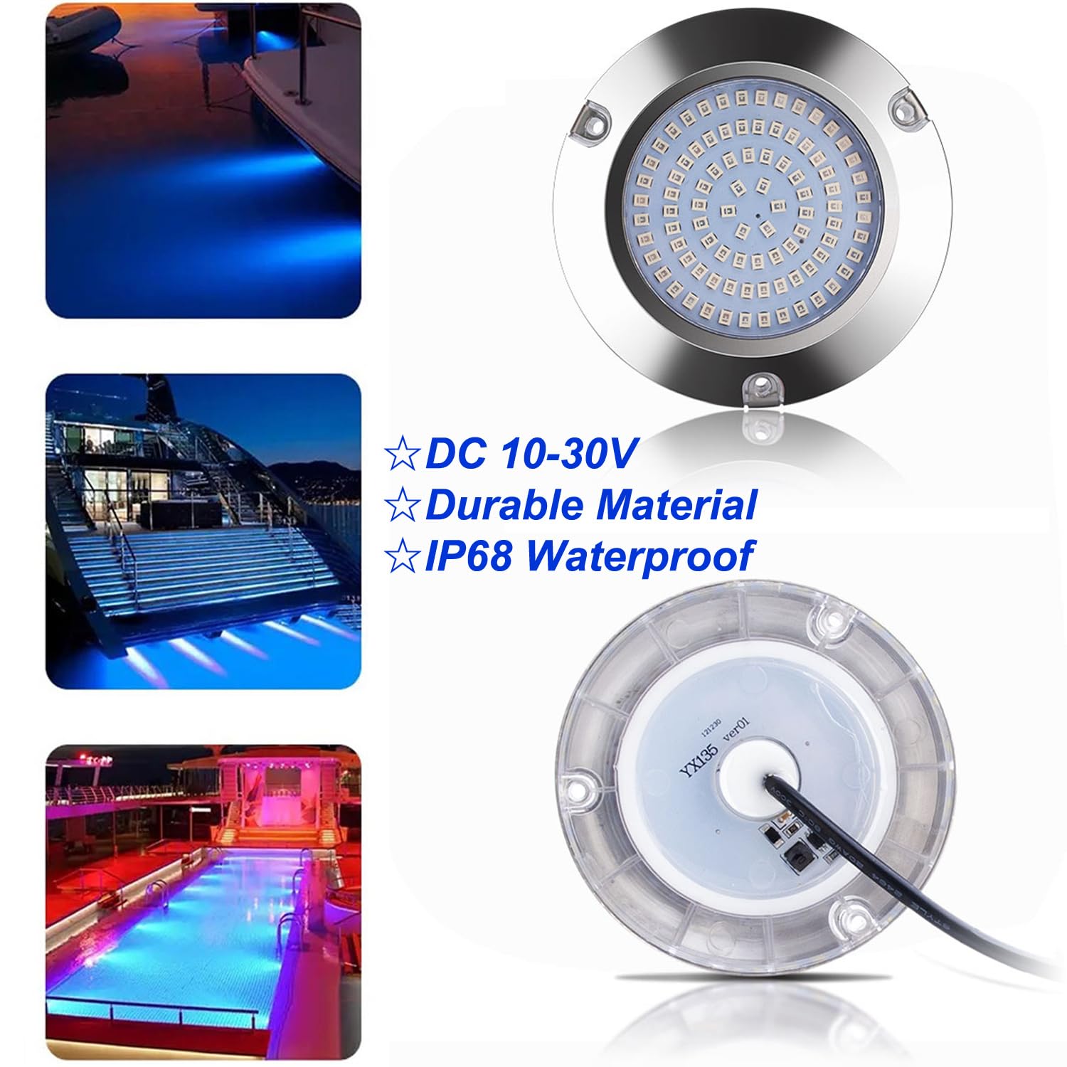 2 X Feux De Pont LED Bleu étanche IP68 Pour Bateau - 48 LEDs, 12-24V - Pour Cabine, Tableau Arrière, Ponton, Kayak