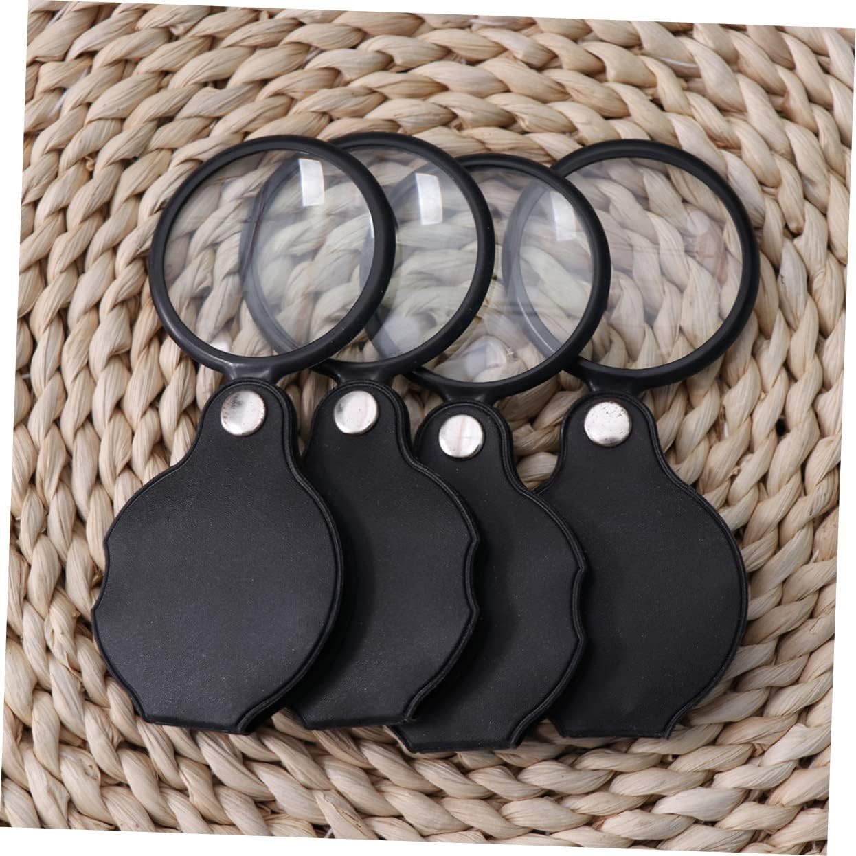 8pcs Folding Magnifying Glass Protective Case for Reading Hobbies and Inspection Portable Lens Magnifier for Jewelry Maps