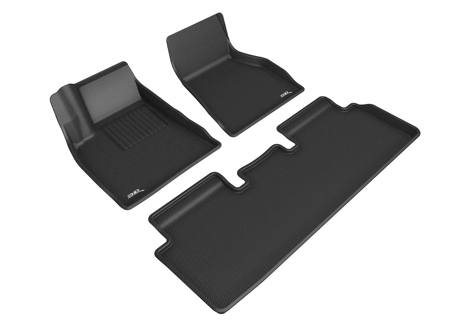 3D MAXpiderTesla Model S 2020-2021 Custom Fit All-Weather Car Floor Mats Liners, Kagu Series (Complete Set, Black)