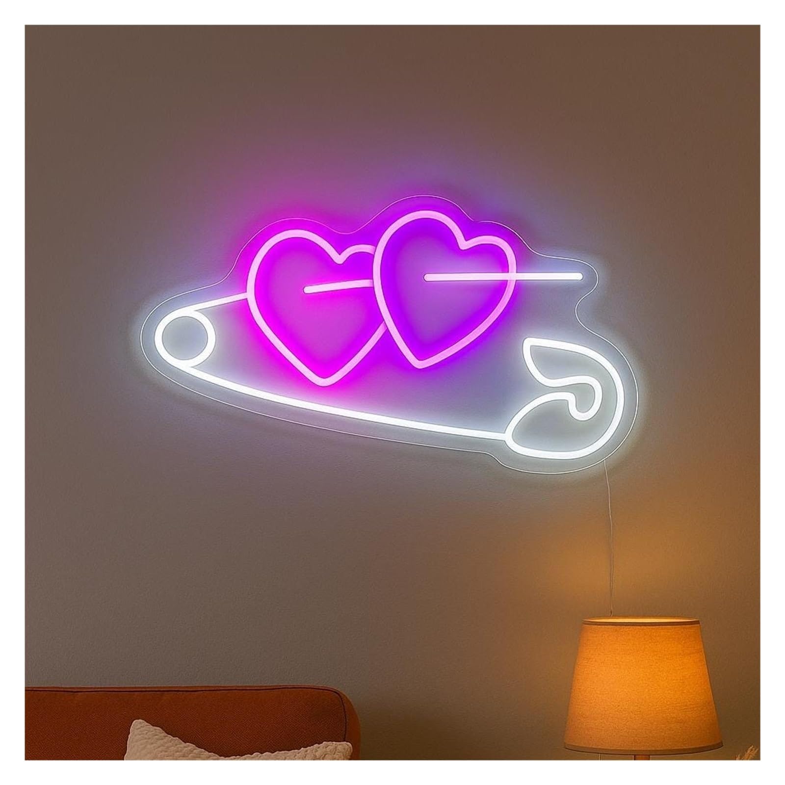 SHOUXI Sign Lamp Hearts Neon Sign, Suitable for Office Room Or Studio Wall Decor with Dimmable 38cm
