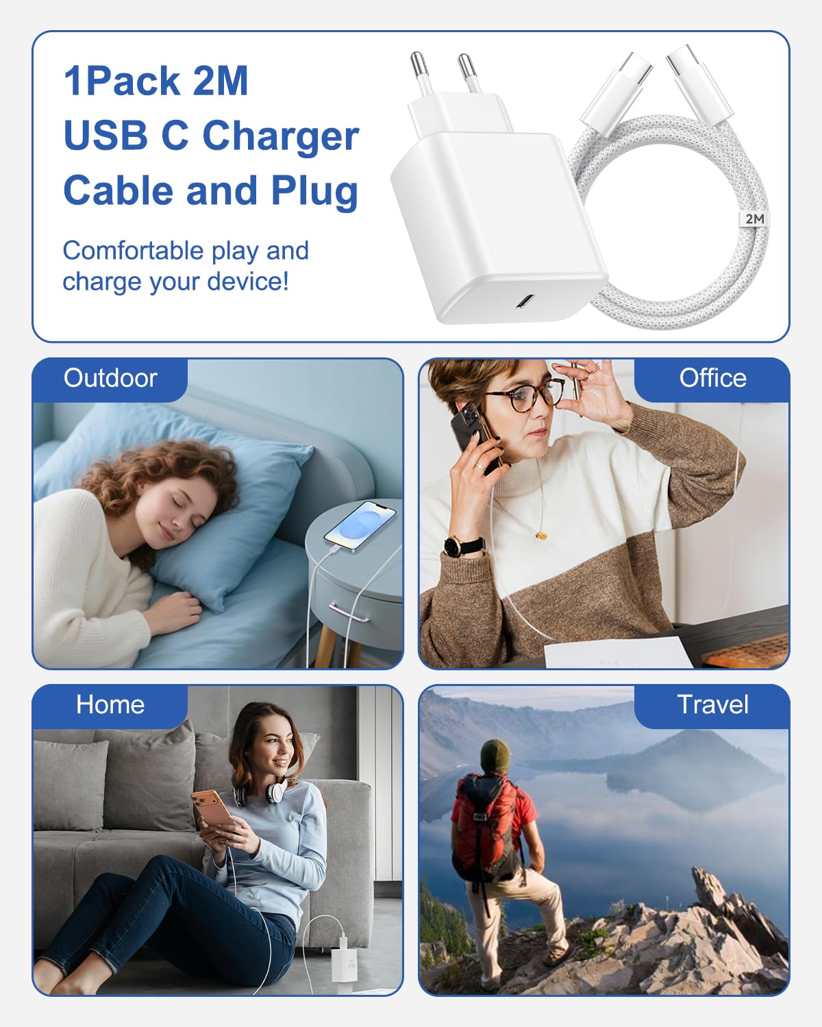 Ładowarka USB C 45W Szybka Ładowarka do Samsung Galaxy S26 S26+ S26 Ultra S25 S24 S23 S22 A56 A55 Z Fold 7 6,Wtyczka USBC z Kablem USBC 2M Adapter ładujący UsB C Zasilacz ładująca USb C Power Adapter