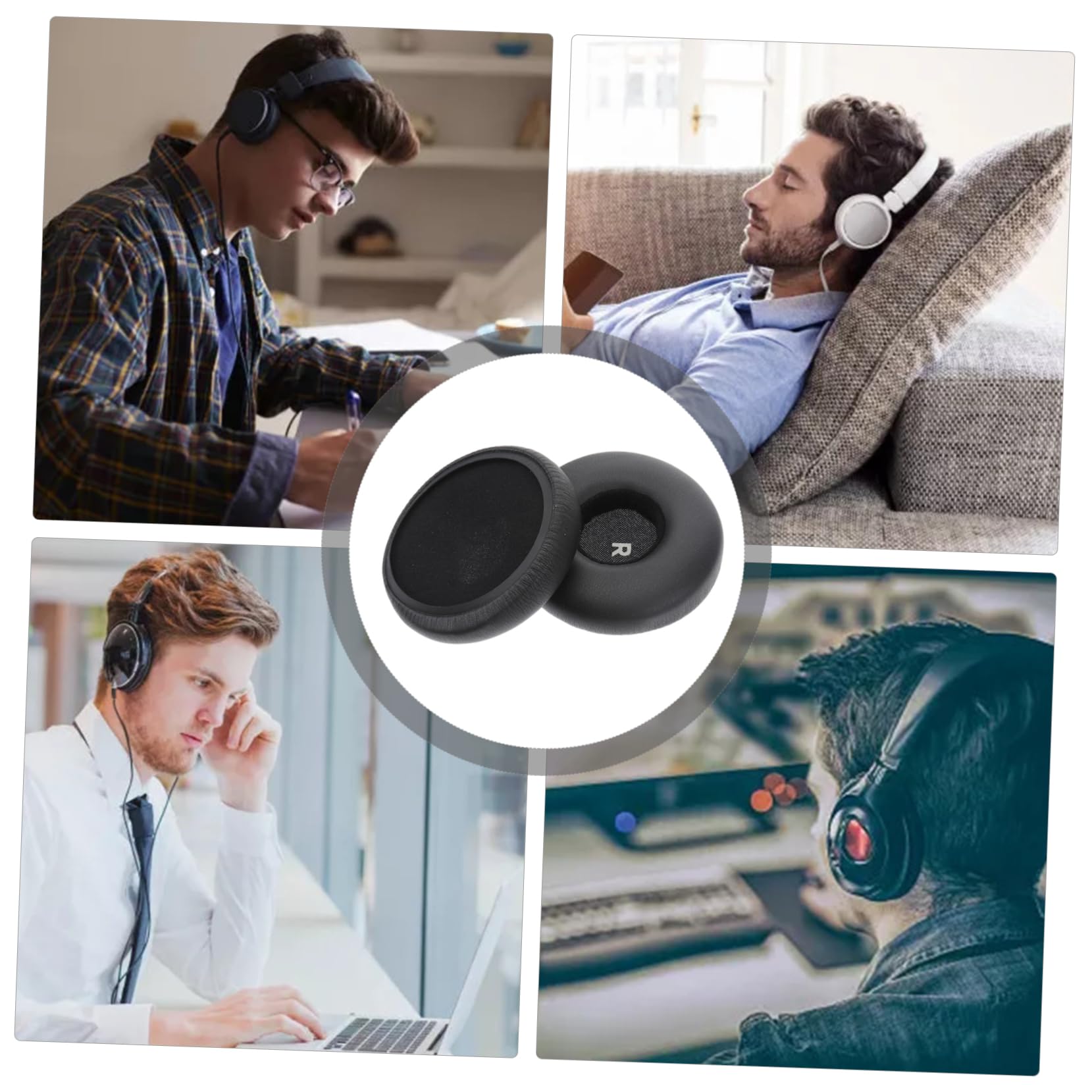 jojofuny 2piezas Cojines De Reemplazo para Auriculares Color Negro Material PU para Uso Cómodo y Duradero
