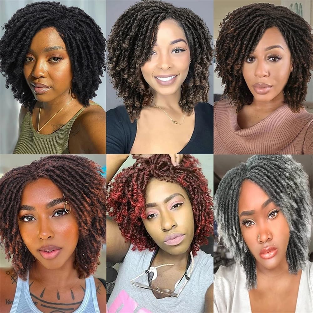 6" kurze Dreadlock-Perücken for schwarze Frauen, 150 Dichte, lockiges Kunsthaar for Halloween-Party-Perücke(T1B Purple 350)