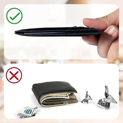 Vista 48 de Cartera Chelmon Slim RFID - Cartera de bolsillo frontal minimalista para tarjetas de crédito delgadas Negro carbón,Rosa,Negro (Black Cross),Gen