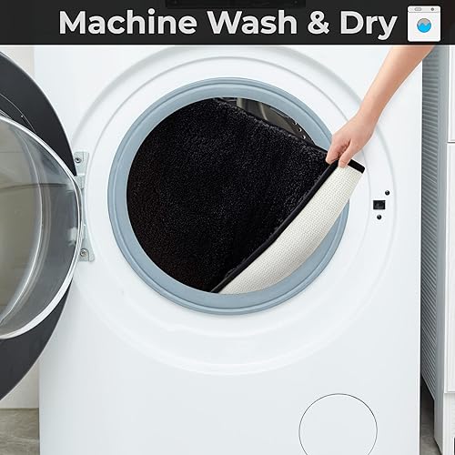 Miniatura 6 de YHF - Alfombras de baño de 17 x 24 pulgadas, extra gruesas y suaves, de microfibra peluda, lavables a máquina, alfombras de baño absorbentes, tapete