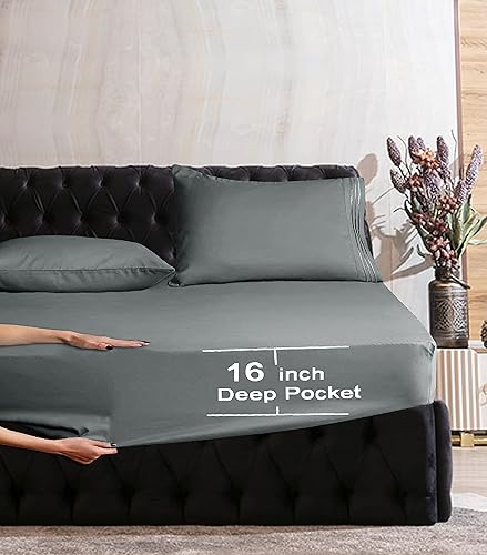 Miniatura 2 de Elegant Comfort Lujosa sábana bajera de 1500 hilos de calidad egipcia resistente a las arrugas, 1 pieza, elástico en todo el contorno, bolsillo