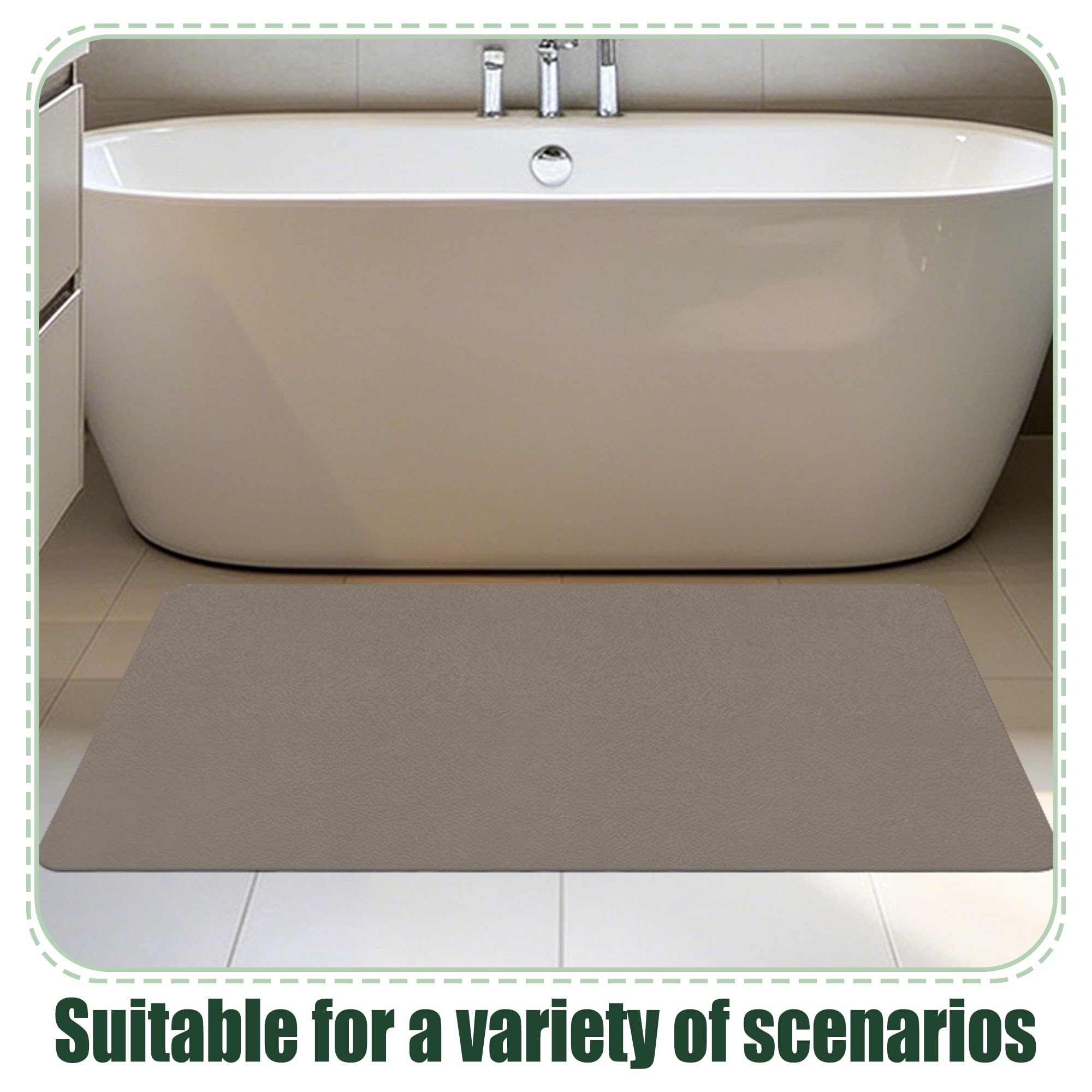 JIAFANG Alfombra Diatomita Baño 105 x 118 cm Super Absorbente Alfombrilla de Ducha Antideslizante Higiénico y Funcional para Bañera, Ducha, Cuarto de Baño y Cocina, marrón