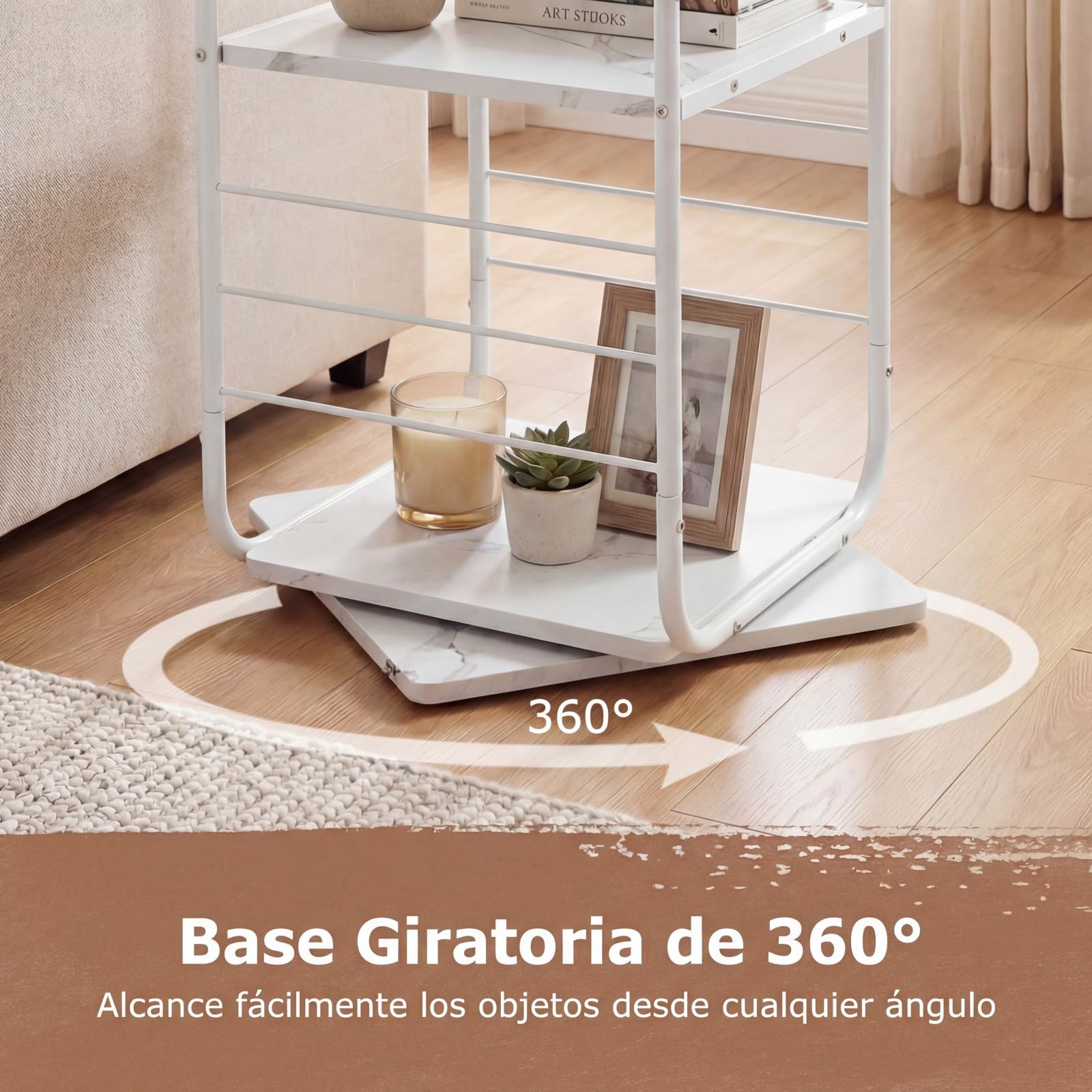 COSTWAY Mueble Tocadiscos de Vinilo para 280 LPs, Estantería Giratoria para Vinilos de 4 Niveles, Giratoria 360°,Metal, Soporte de Tiscos para Salón, 40x40x115cm (blanco)